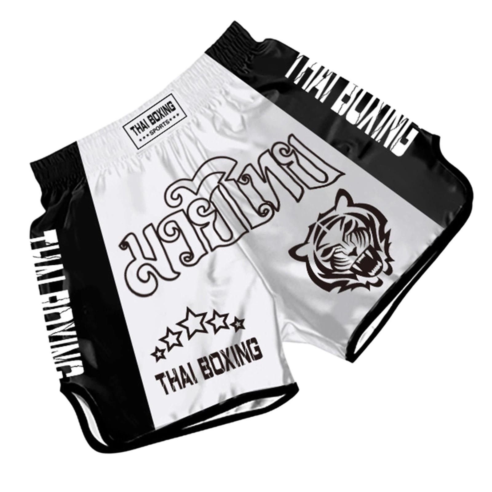 ZhuoAo Muay Thai Boxing Shorts Kickboxing & Sanda Training Fight Shorts For Men & Women, Size: XXXL(Tiger White) - Shopkiz.com