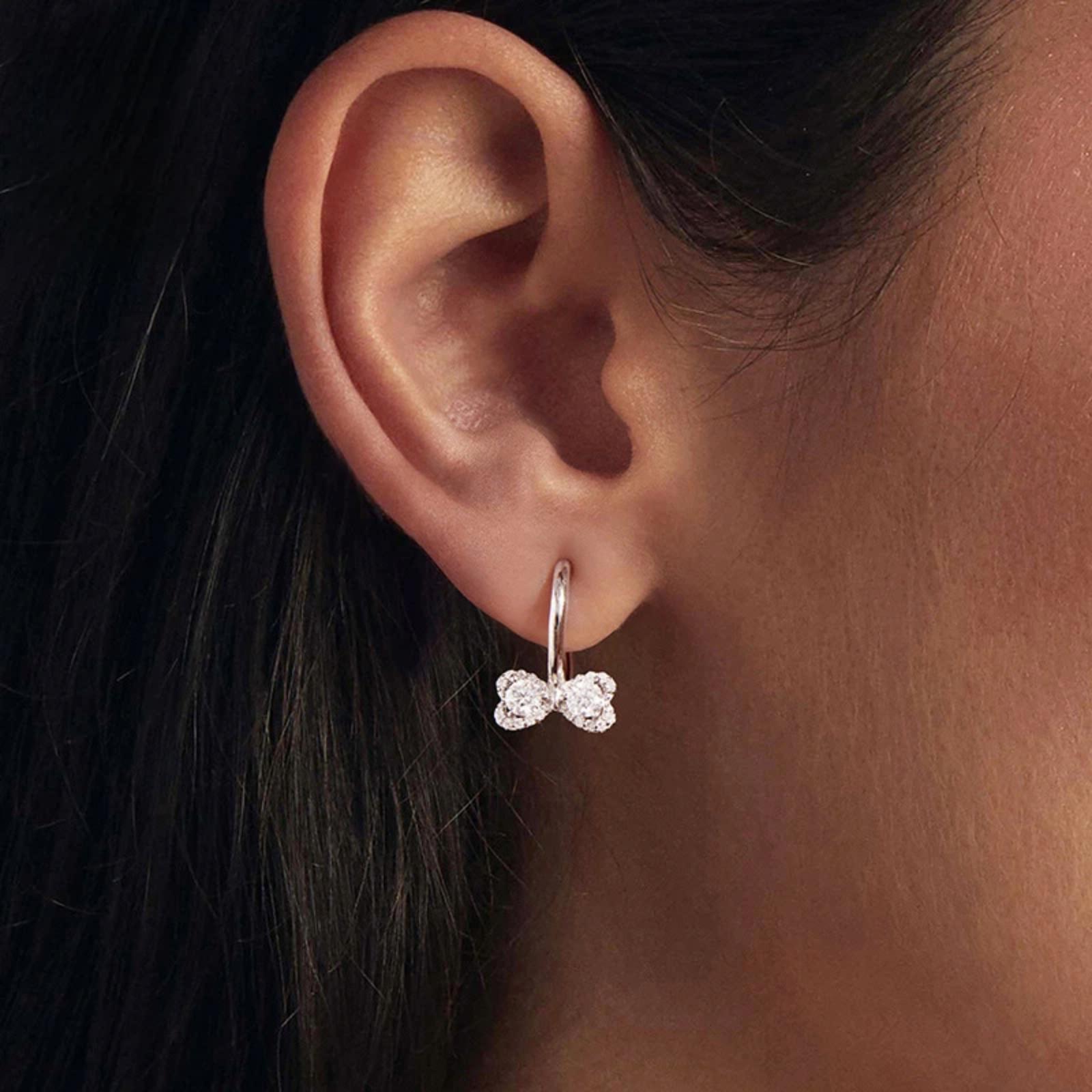 S925 Sterling Silver Sparkling Bow Moissanite Earrings(MSE137) - Shopkiz.com