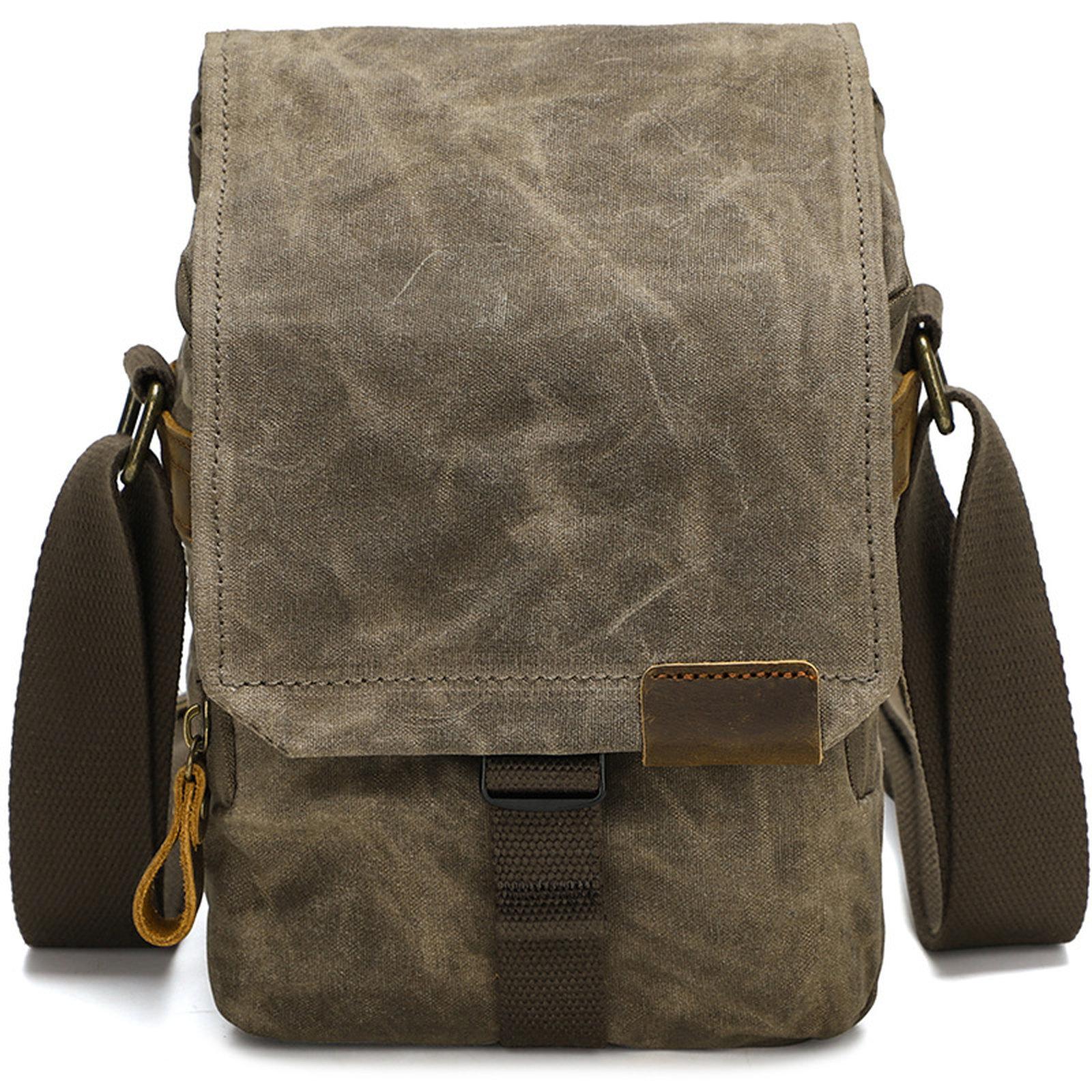 Waxed Canvas Camera Shoulder Bag Waterproof Vintage Messenger Case(Army Green) - Shopkiz.com