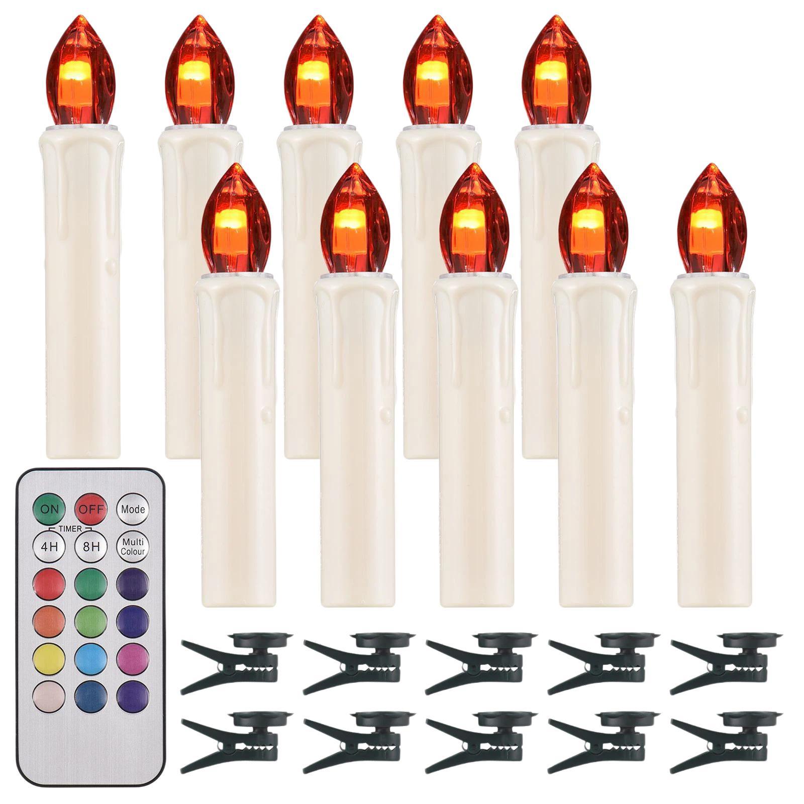 Colorful Christmas Changing Remote Control LED Candle Light Halloween LED Clip-On Candle Lamp(Ivory White) - Shopkiz.com