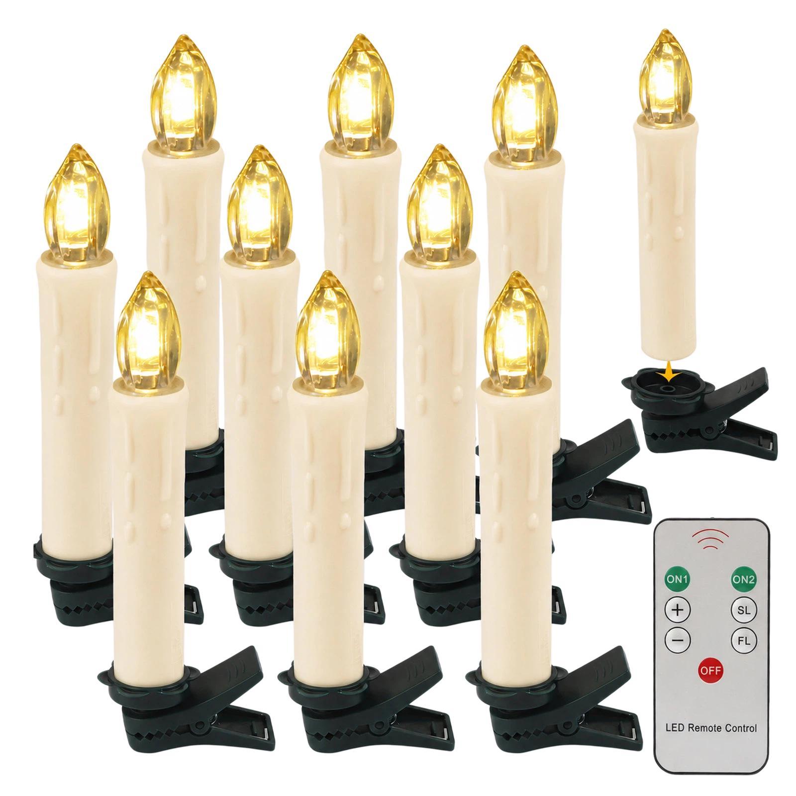 Remote Control LED Electronic Candle Light Plastic Simulation Clip Candle Lights For Christmas Tree(Ivory White) - Shopkiz.com