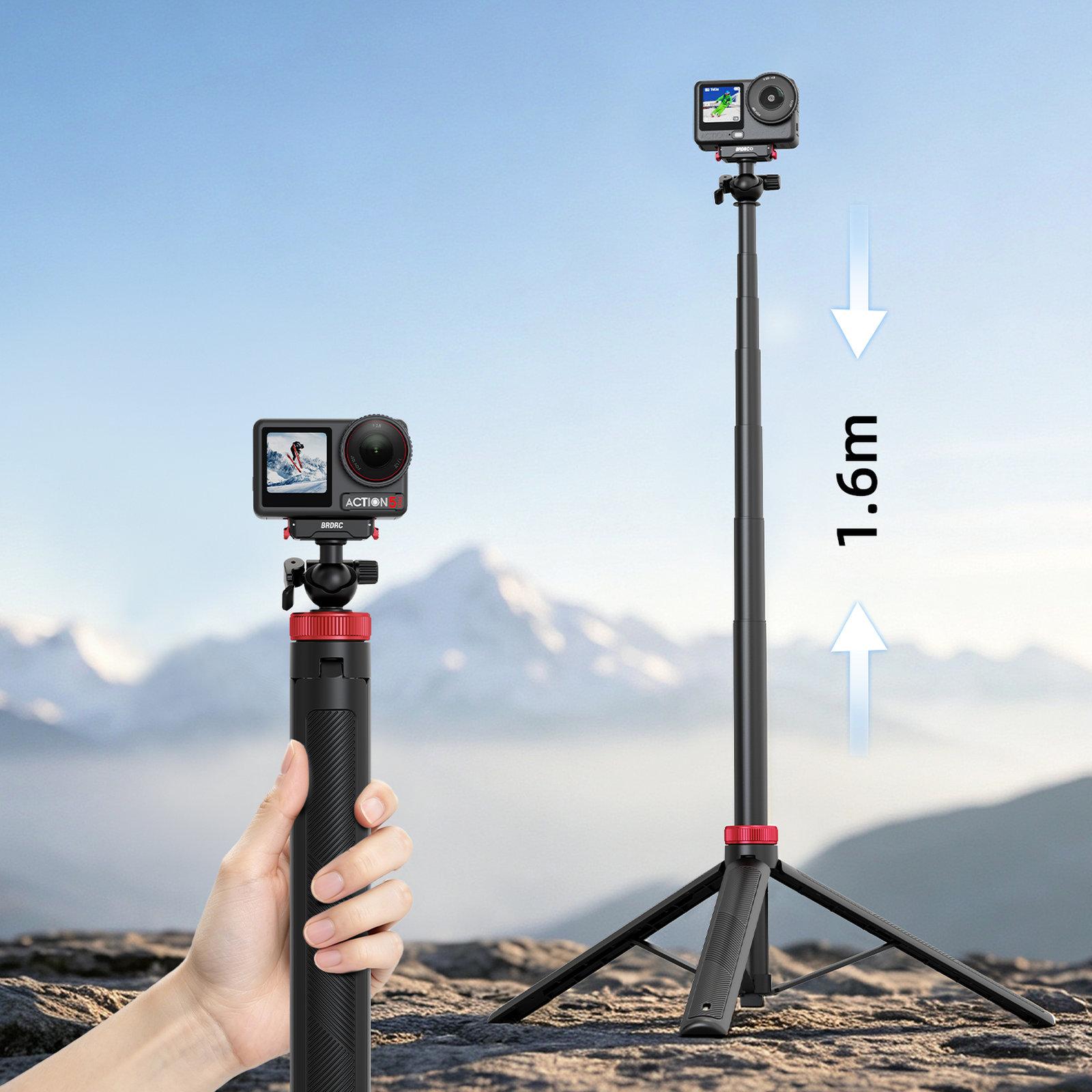 For DJI Osmo Action 6 / Nano BRDRC 1.6m Ball Head Quick-release Tripod Extension Selfie Stick - Shopkiz.com