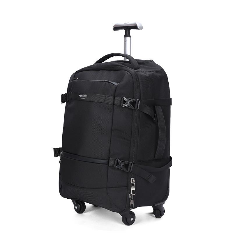 AOKING 20 Inch Rolling Backpack With 360-Degree Spinner Wheels Laptop Bag With Exterior Side Pocket(Black) - Shopkiz.com