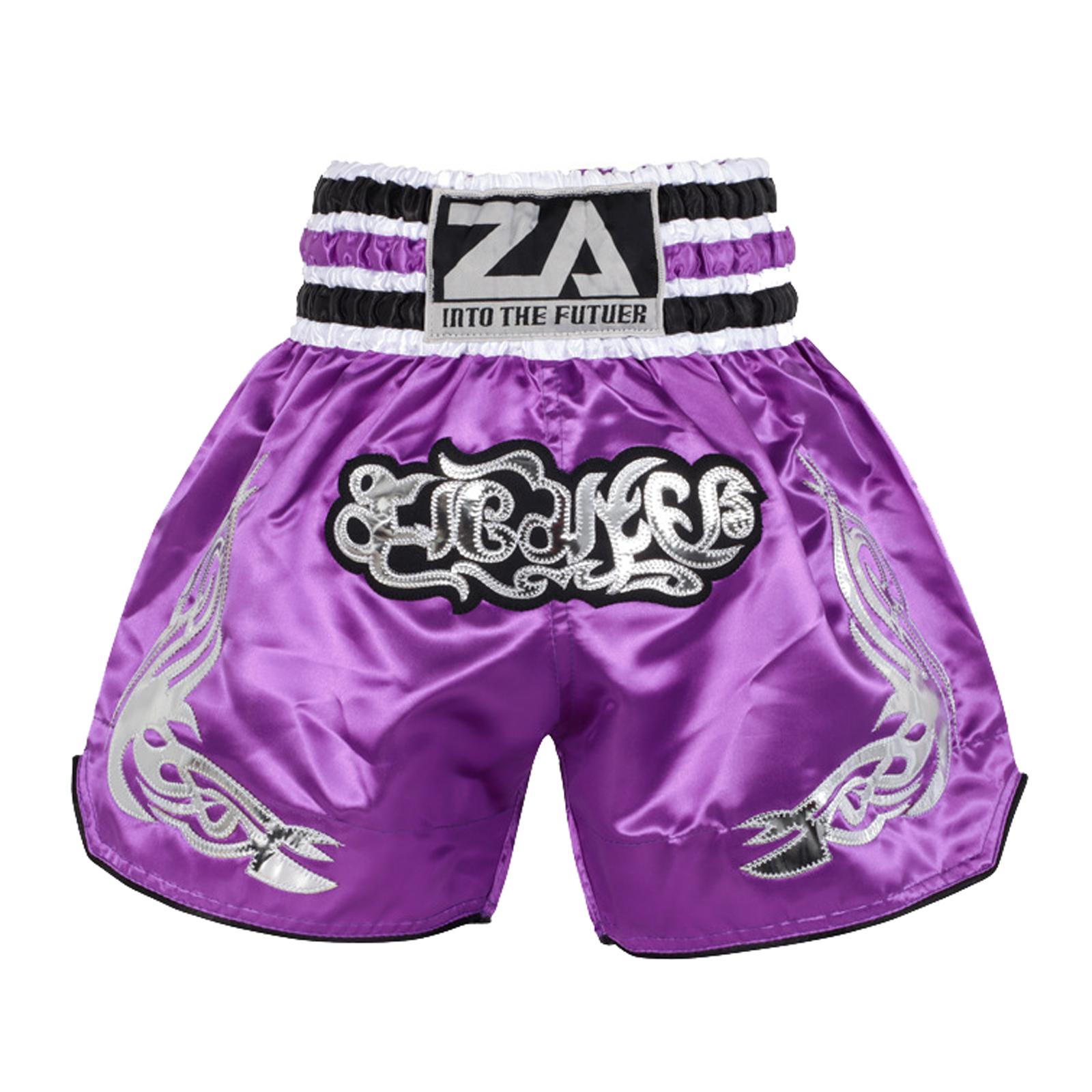 ZhuoAo Muay Thai Boxing Shorts Kickboxing & Sanda Training Fight Shorts For Men & Women, Size: XS(Purple) - Shopkiz.com