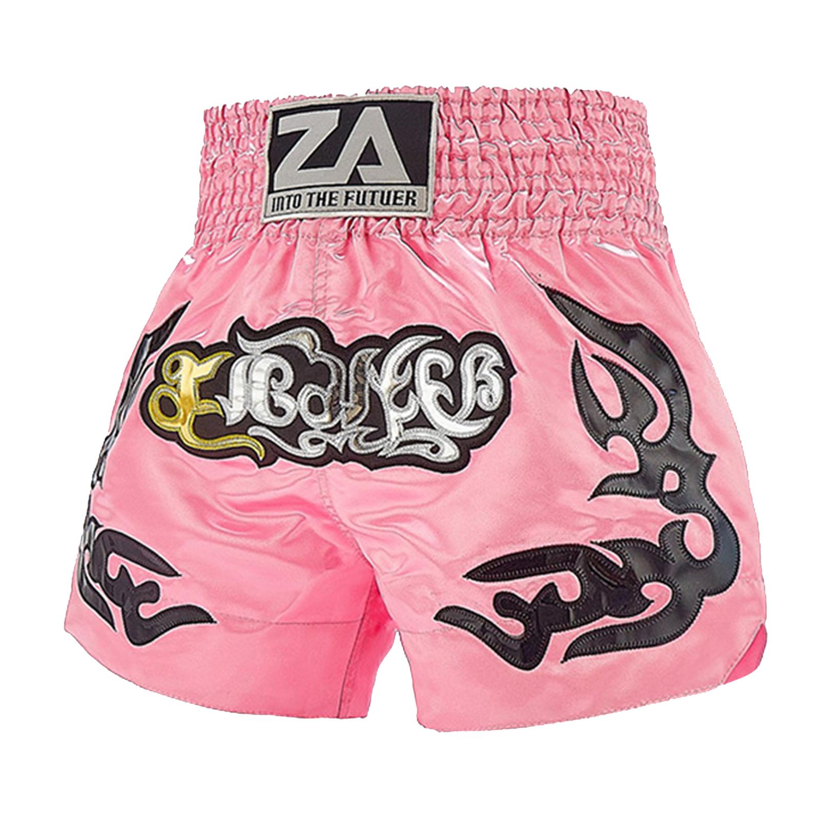 ZhuoAo Muay Thai Boxing Shorts Kickboxing & Sanda Training Fight Shorts For Men & Women, Size: M(Pink Gold) - Shopkiz.com