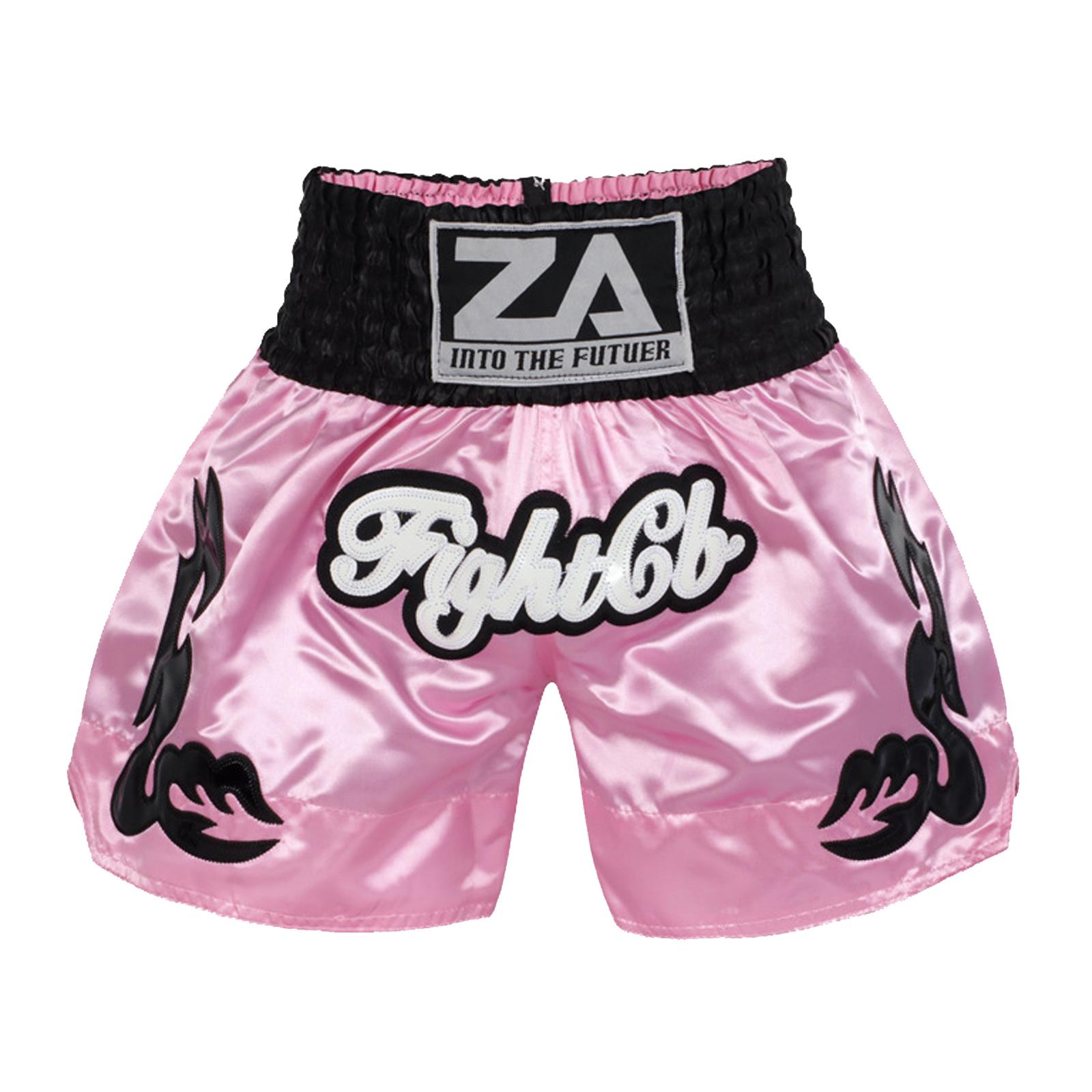ZhuoAo Muay Thai Boxing Shorts Kickboxing & Sanda Training Fight Shorts For Men & Women, Size: L(Pink Black) - Shopkiz.com