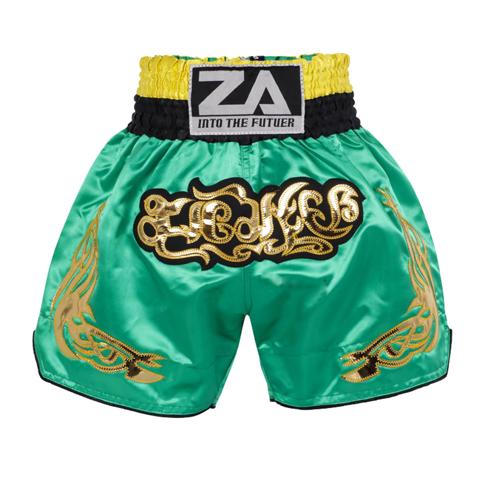 ZhuoAo Muay Thai Boxing Shorts Kickboxing & Sanda Training Fight Shorts For Men & Women, Size: XL(Green) - Shopkiz.com