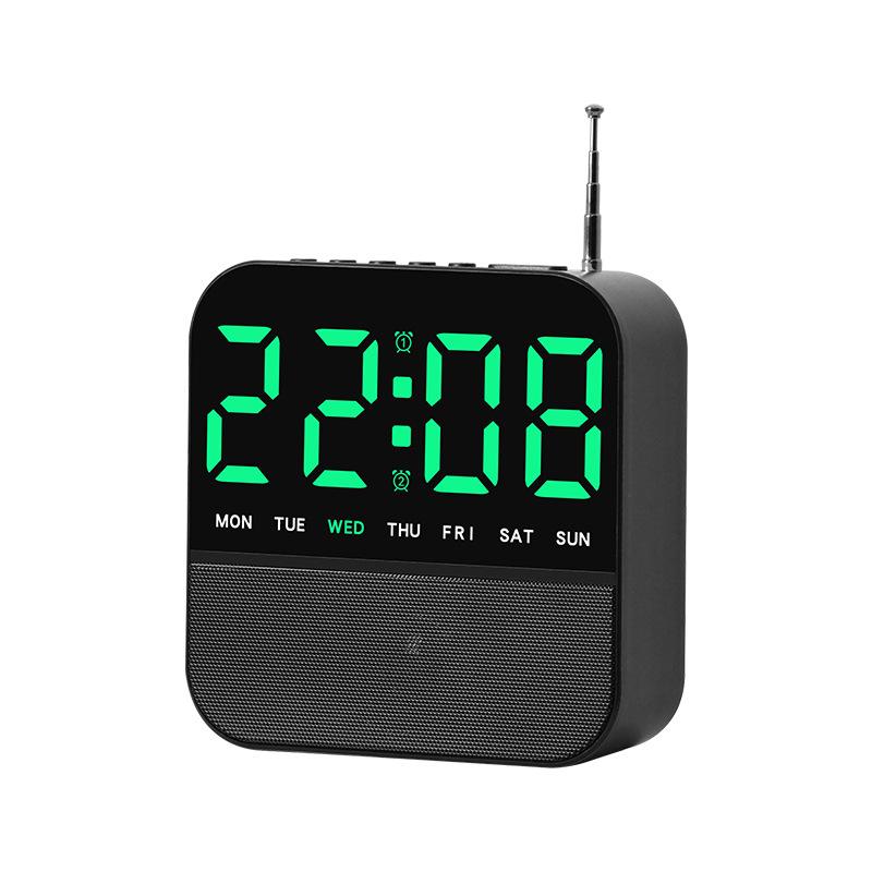 FM Radio Alarm Clock Digital LED Bedside Desk Clock with Dual Alarms Snooze(Black + Green) - Shopkiz.com