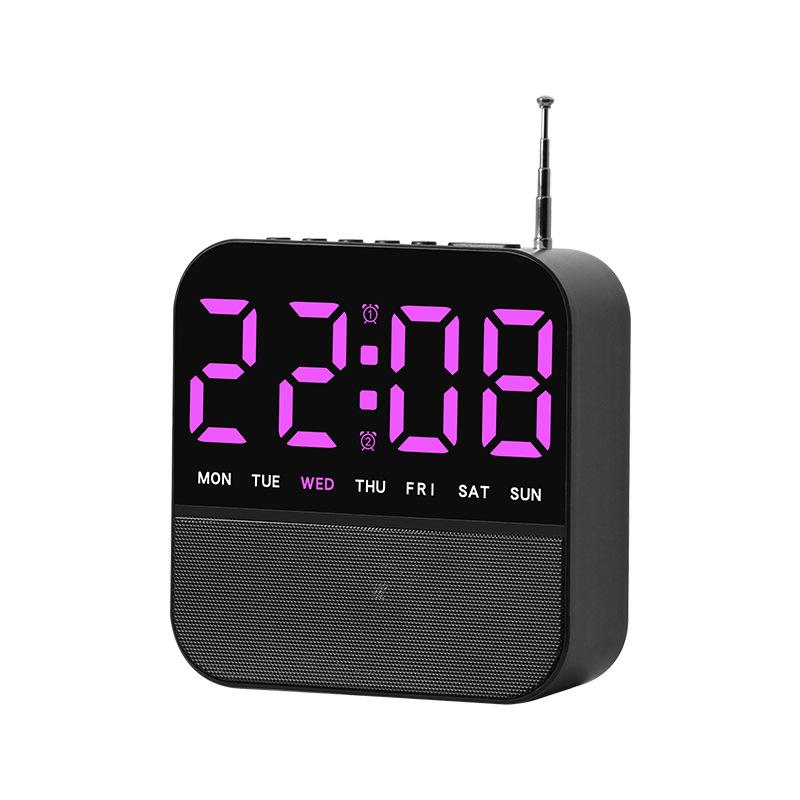FM Radio Alarm Clock Digital LED Bedside Desk Clock with Dual Alarms Snooze(Black + Pink) - Shopkiz.com