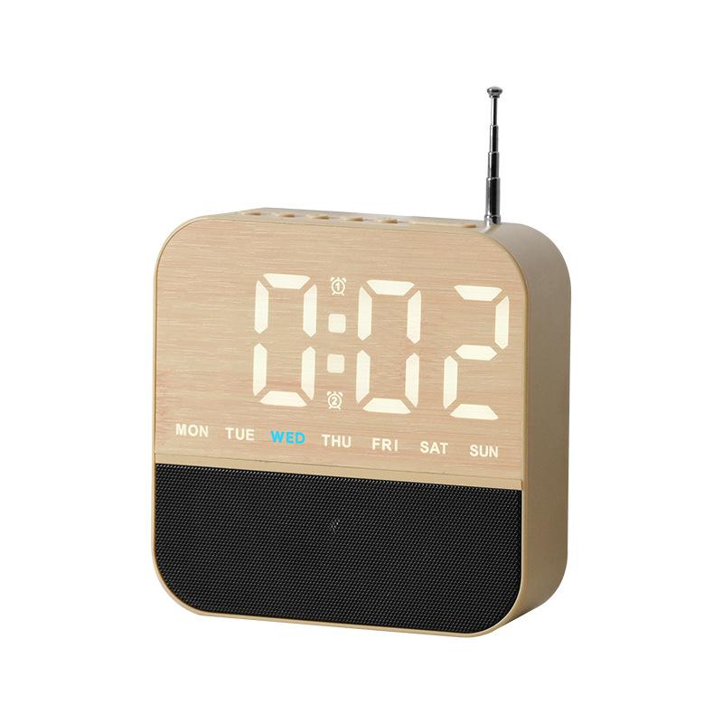 FM Radio Alarm Clock Digital LED Bedside Desk Clock with Dual Alarms Snooze(Yellow Wood Grain) - Shopkiz.com