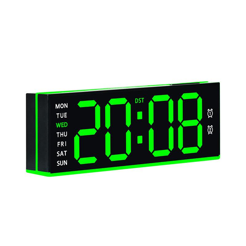 Digital Alarm Clock with Bottom Ambient Night Light with Dual Alarms, USB Output & Adjustable Volume(Black+Green Light) - Shopkiz.com