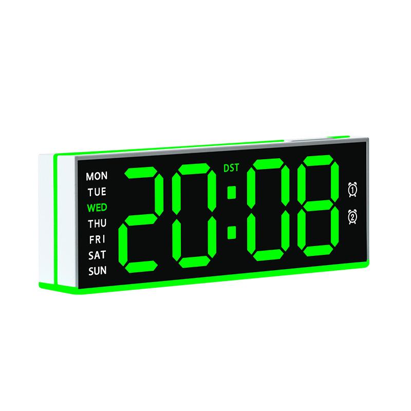 Digital Alarm Clock with Bottom Ambient Night Light with Dual Alarms, USB Output & Adjustable Volume(White+Green Light) - Shopkiz.com