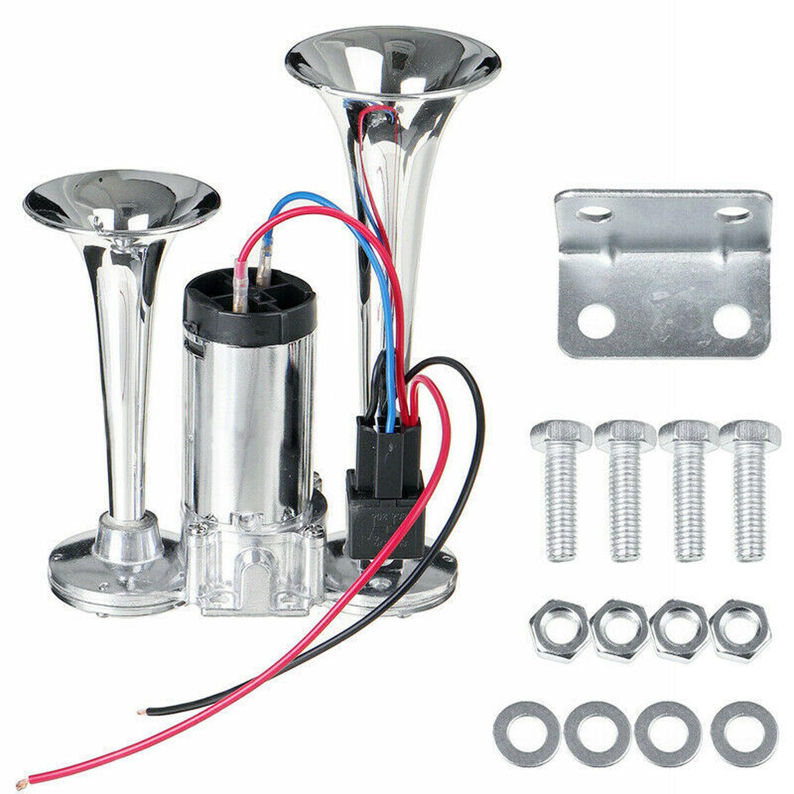 24V 600DB Double-tube Metal Conjoined Electric Pump Car Horn With Relay - Shopkiz.com