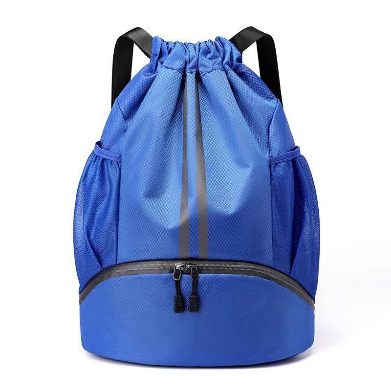 Drawstring Sports Backpack with Shoe Compartment & Dry Wet Separation Gym Sackpack for Basketball / Soccer / Swimming(Blue) - Shopkiz.com