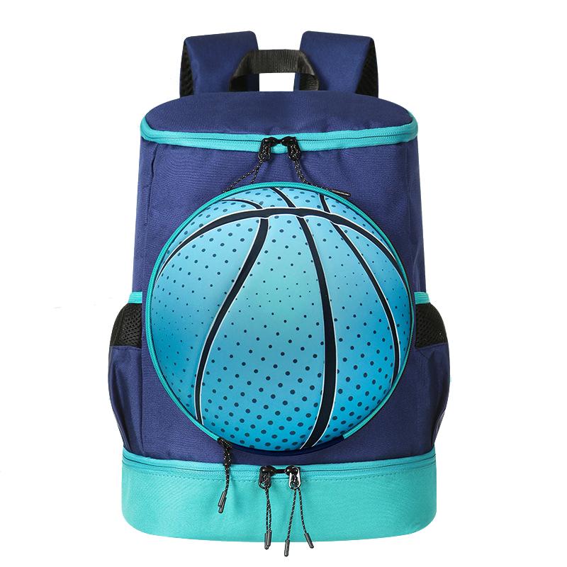 Basketball Backpack with Separate Ball Holder & Shoe Compartment Sports Bag Soccer Volleyball Training, Size: Kids(Basketball Cyan+Blue) - Shopkiz.com