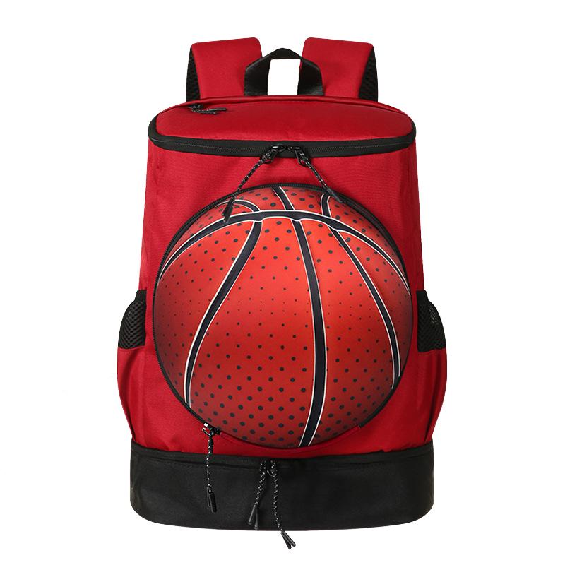 Basketball Backpack with Separate Ball Holder & Shoe Compartment Sports Bag Soccer Volleyball Training, Size: Kids(Basketball Red+Black) - Shopkiz.com