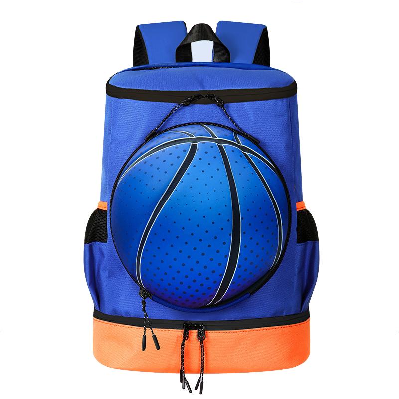 Basketball Backpack with Separate Ball Holder & Shoe Compartment Sports Bag Soccer Volleyball Training, Size: Adult(Basketball Blue+Orange) -
