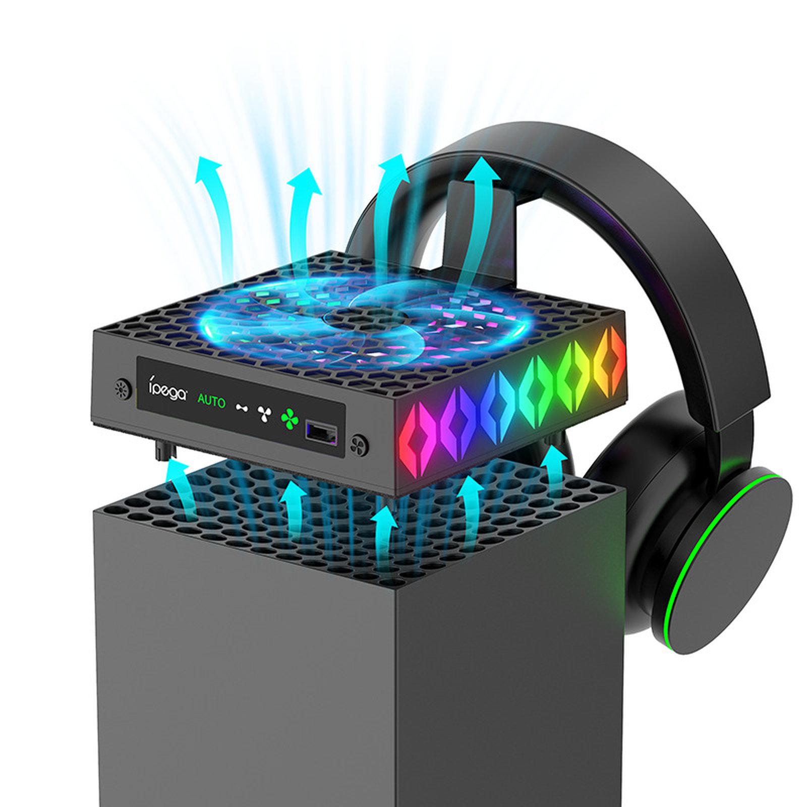 ipega Top Cooling Fan For Xbox Series X Console Auto Temp Sensor Cooler with RGB Light & Headset Hook(PG-XBX026S) - Shopkiz.com