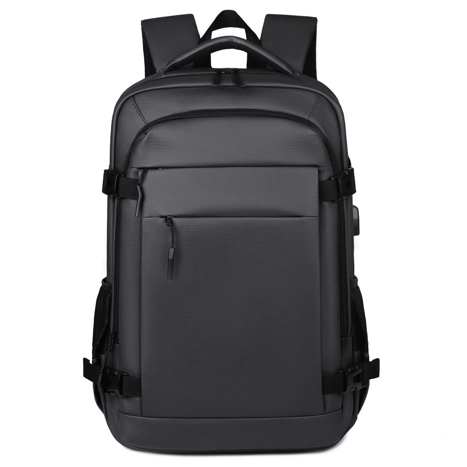 REMOID 9022A Large Travel Laptop Backpack Waterproof Business Work Rucksack With USB Port(Black Leather Coated) - Shopkiz.com