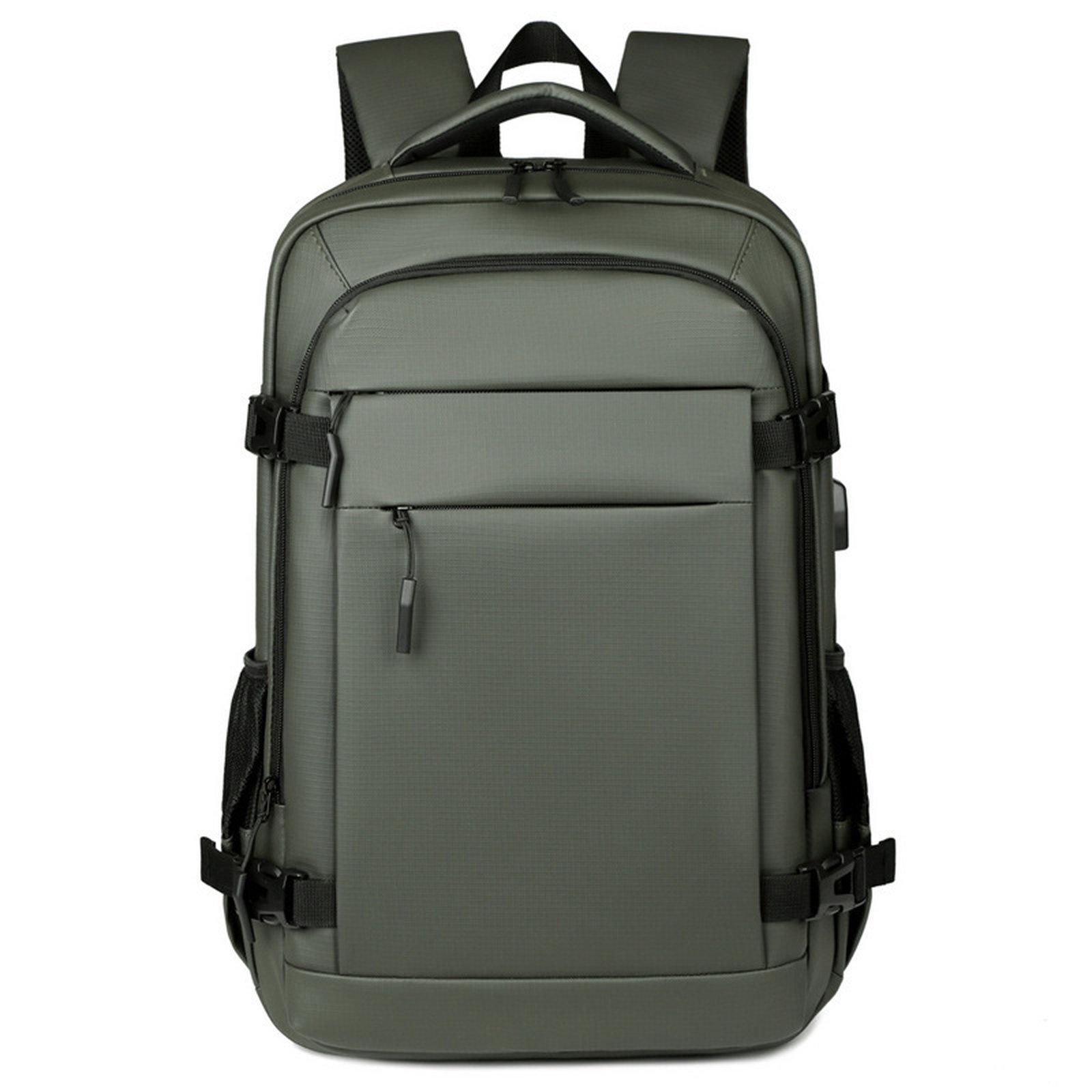 REMOID 9022A Large Travel Laptop Backpack Waterproof Business Work Rucksack With USB Port(Gray Green Leather Coated) - Shopkiz.com