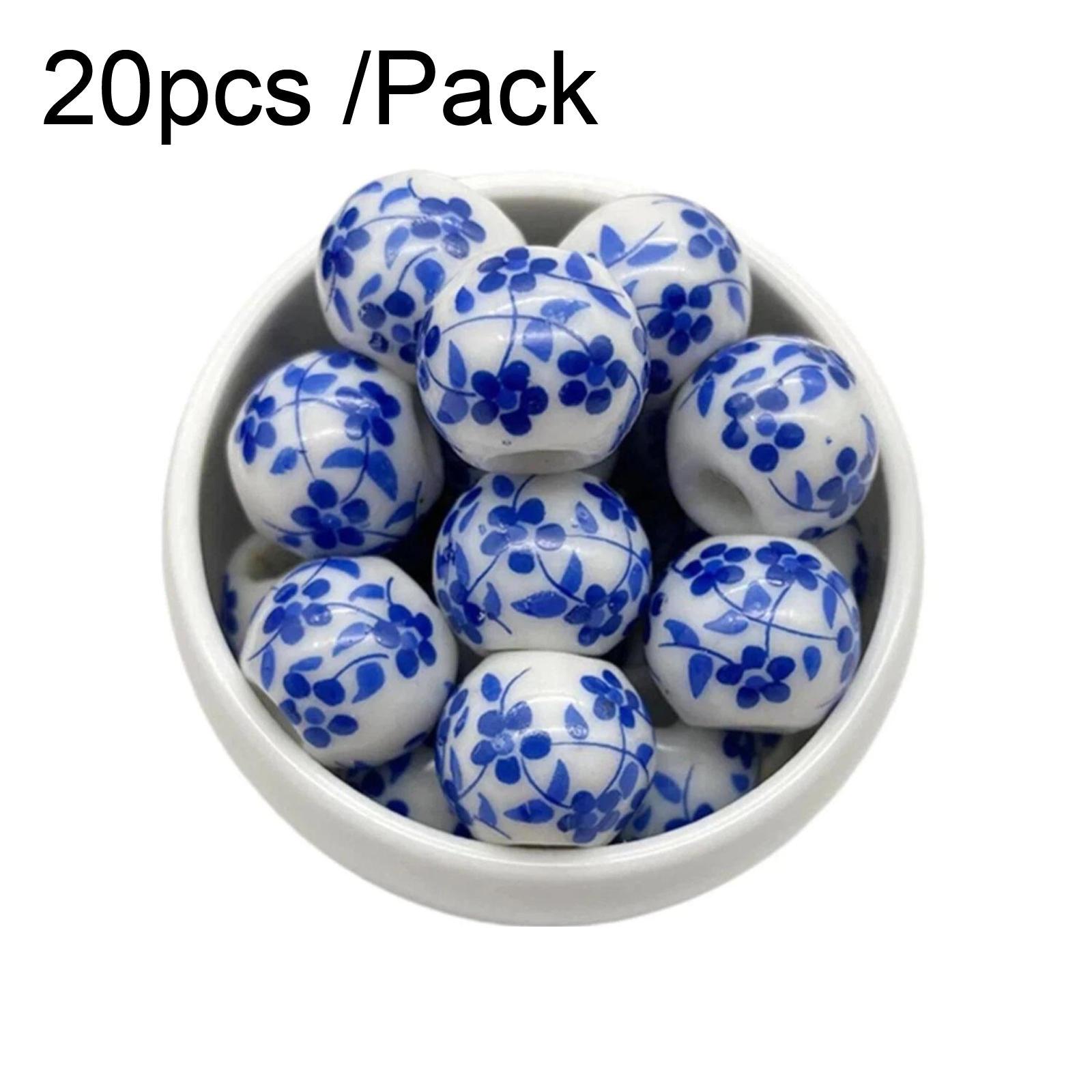 20 PCS/Pack Orchid Blue White Porcelain Beads DIY Handmade Bracelet Jewelry Woven Loose Beads, Size: Diameter 8mm Hole 3mm - Shopkiz.com
