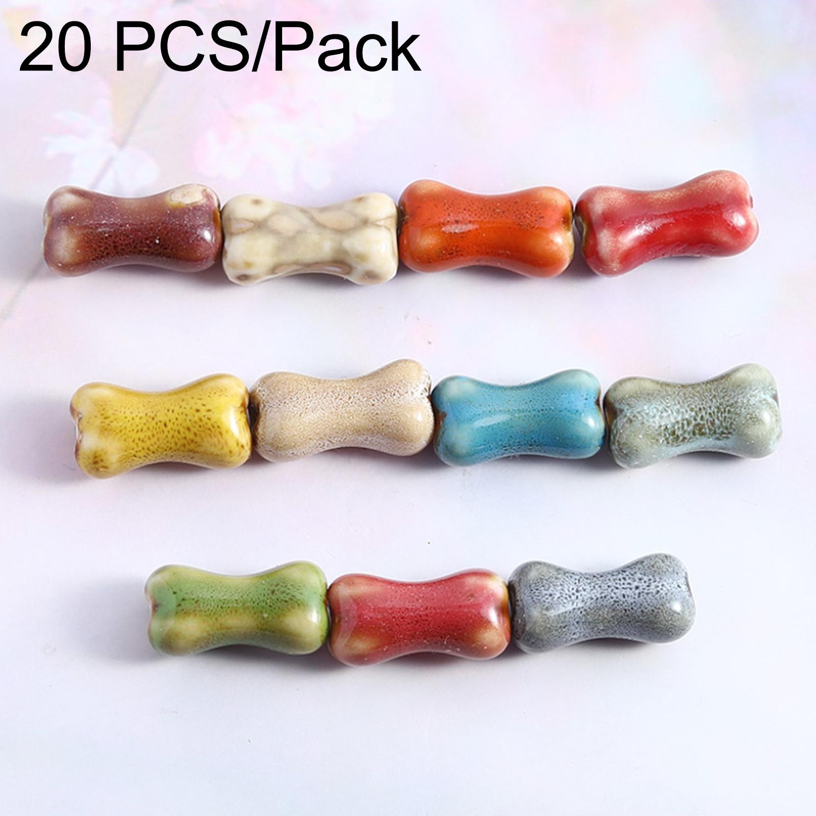 20 PCS/Pack Dog Bone DIY Beading Ceramic Bracelet Accessories, Size: 18x9mm Hole 2mm(Mixed Colors) - Shopkiz.com