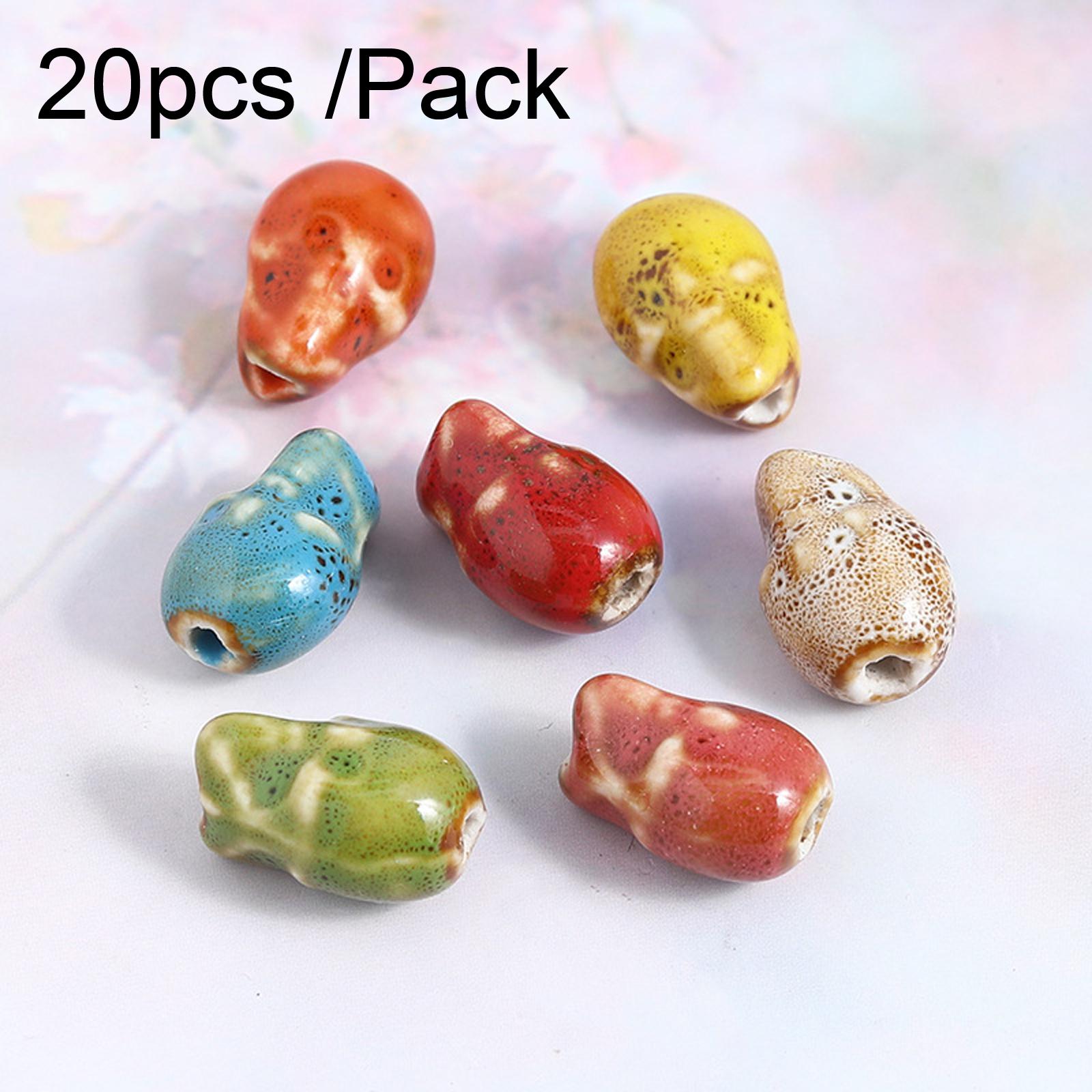 20 PCS/Pack Straight Hole Skull Ceramic Beaded Bracelet DIY Accessorie, Size: 16x11mm Hole 2.5mm(Mixed Color) - Shopkiz.com