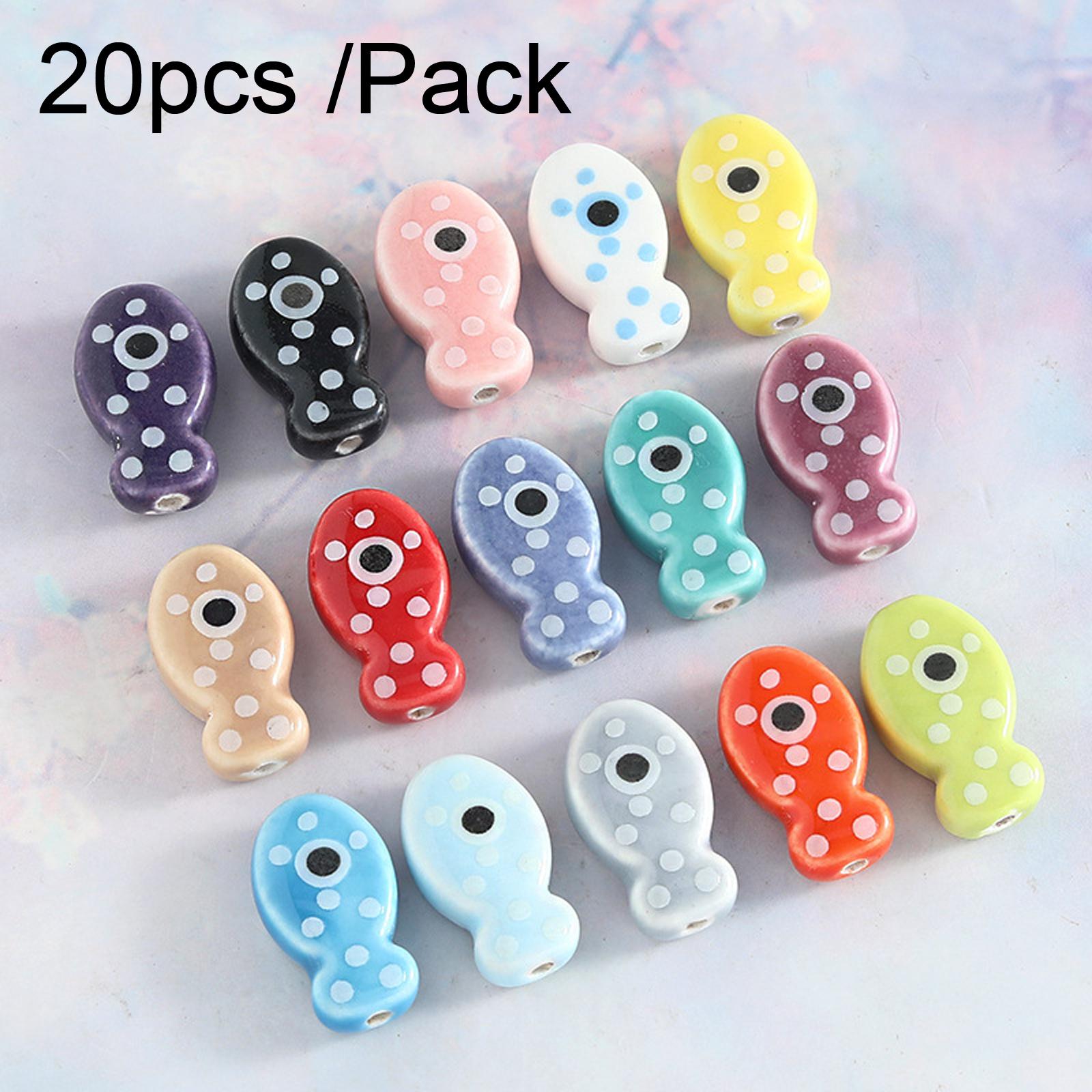 20 PCS/Pack Cute Double-Sided Polka Dot Fish Ceramic Beads For DIY Craft Beading(Mixed Color) - Shopkiz.com