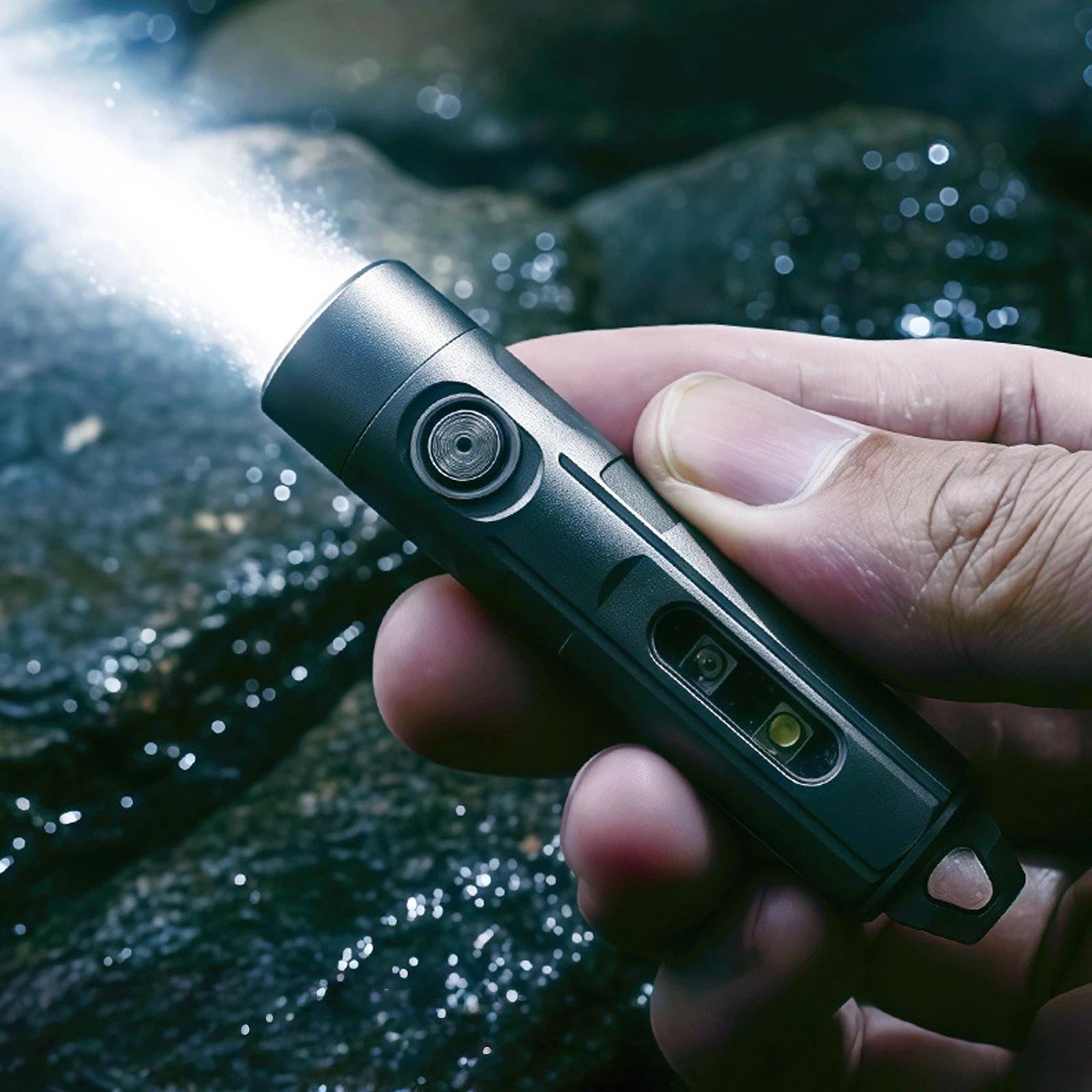 Mini Type-C Rechargeable High-Power Flashlight Keychain(Stone Wash) - Shopkiz.com
