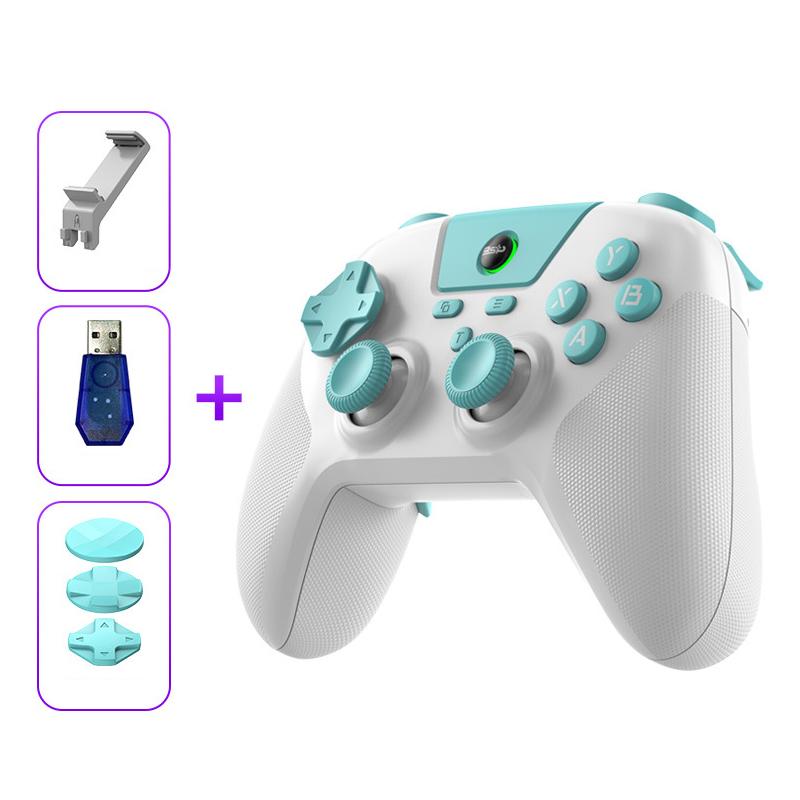 BSP G3 Tri-Mode Game Controller With Carbon Joysticks Macro Keys For PC / Switch / PS4 / iOS & Android Receiver+Stand White - Shopkiz.com