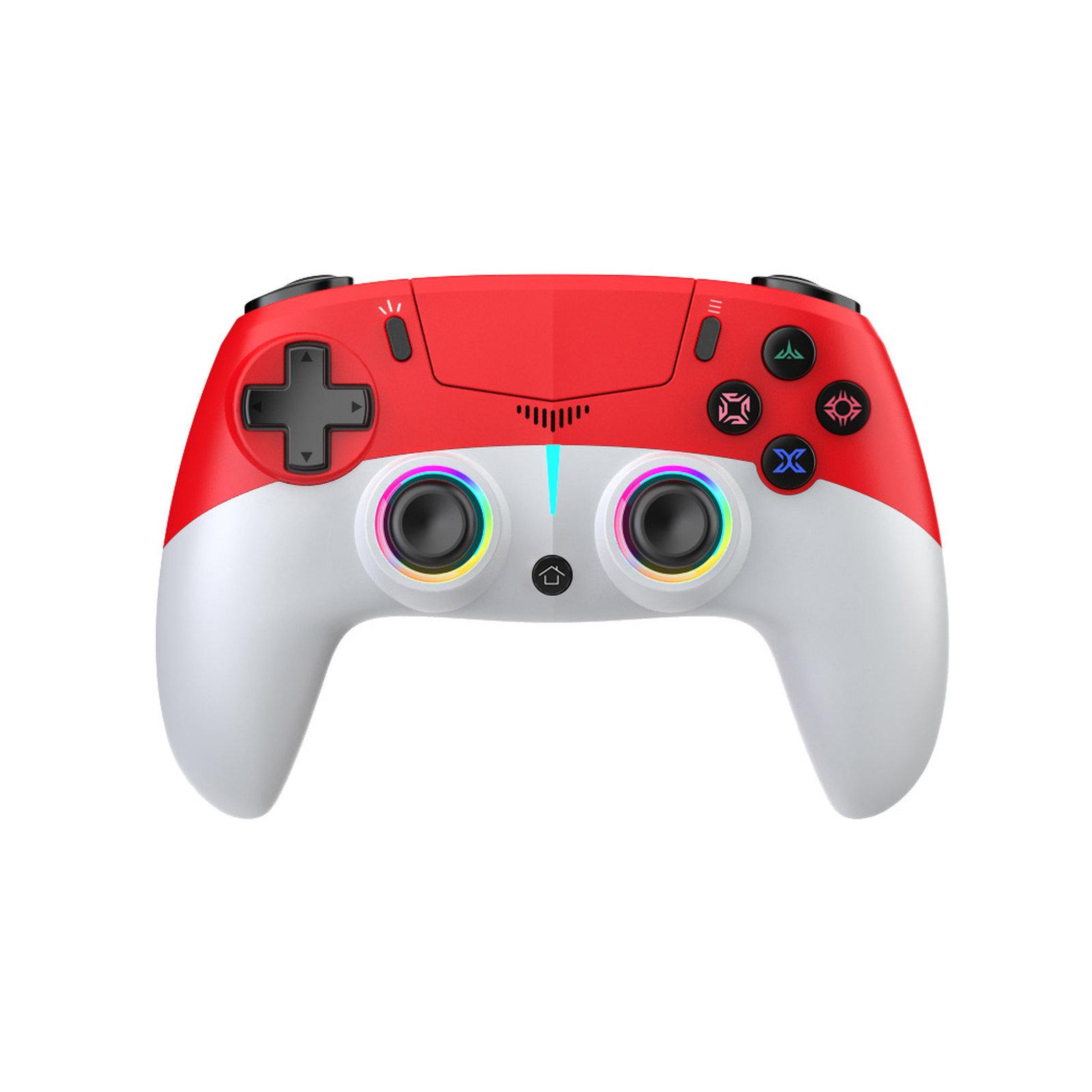 For PS5 Wireless Controller Hall Effect Joysticks & Triggers RGB Light Macro Back Keys(White Red) - Shopkiz.com