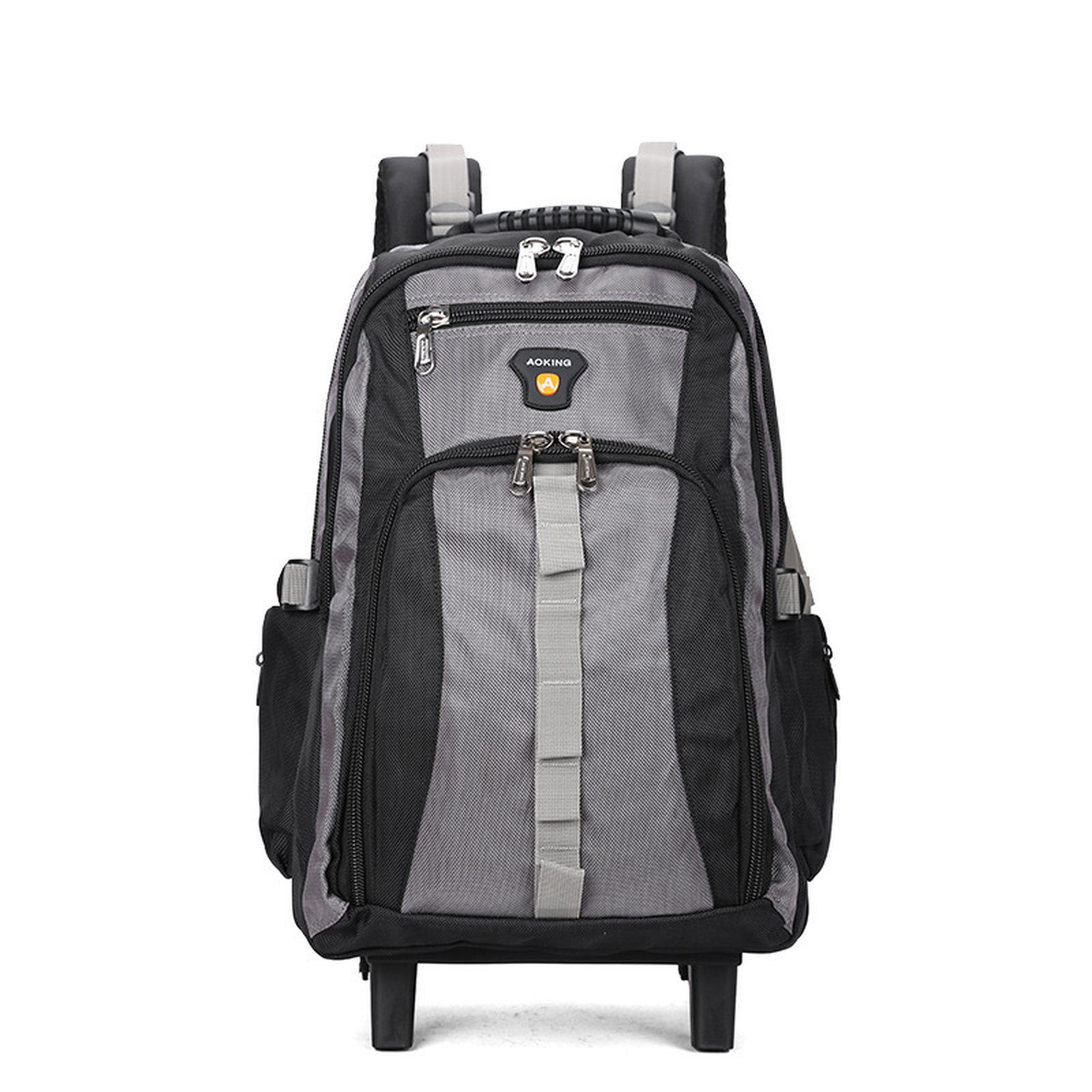 AOKING HLN4558 Large Rolling Backpack Water Resistant Wheeled Business Travel Backpack School Bag(Gray) - Shopkiz.com