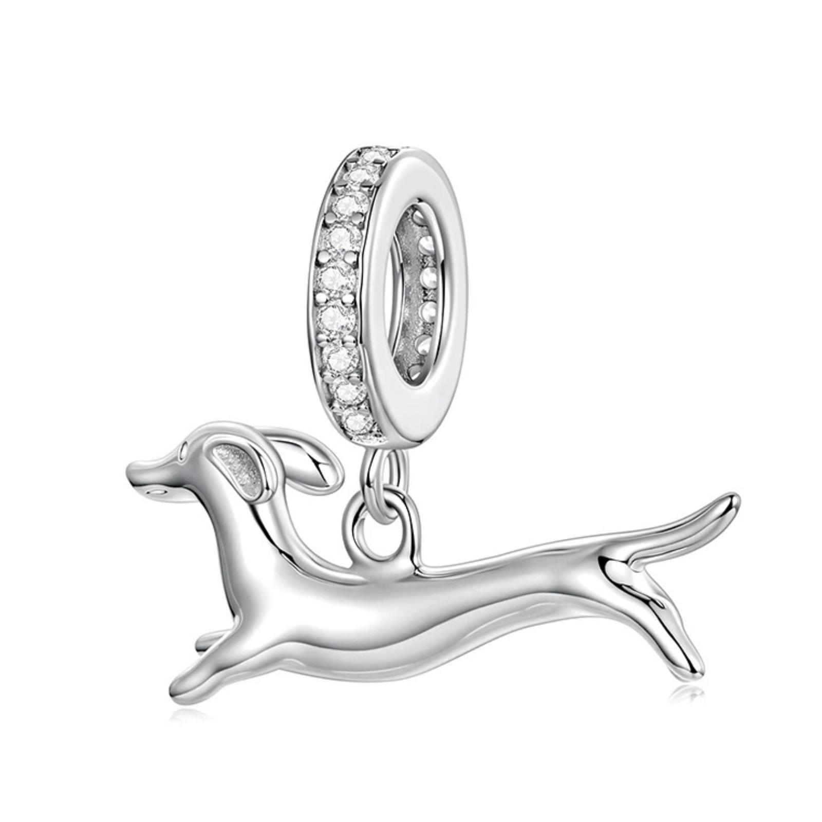 Running Dachshund Pendant, Copper Plated With White Gold Beads(YIC146) - Shopkiz.com