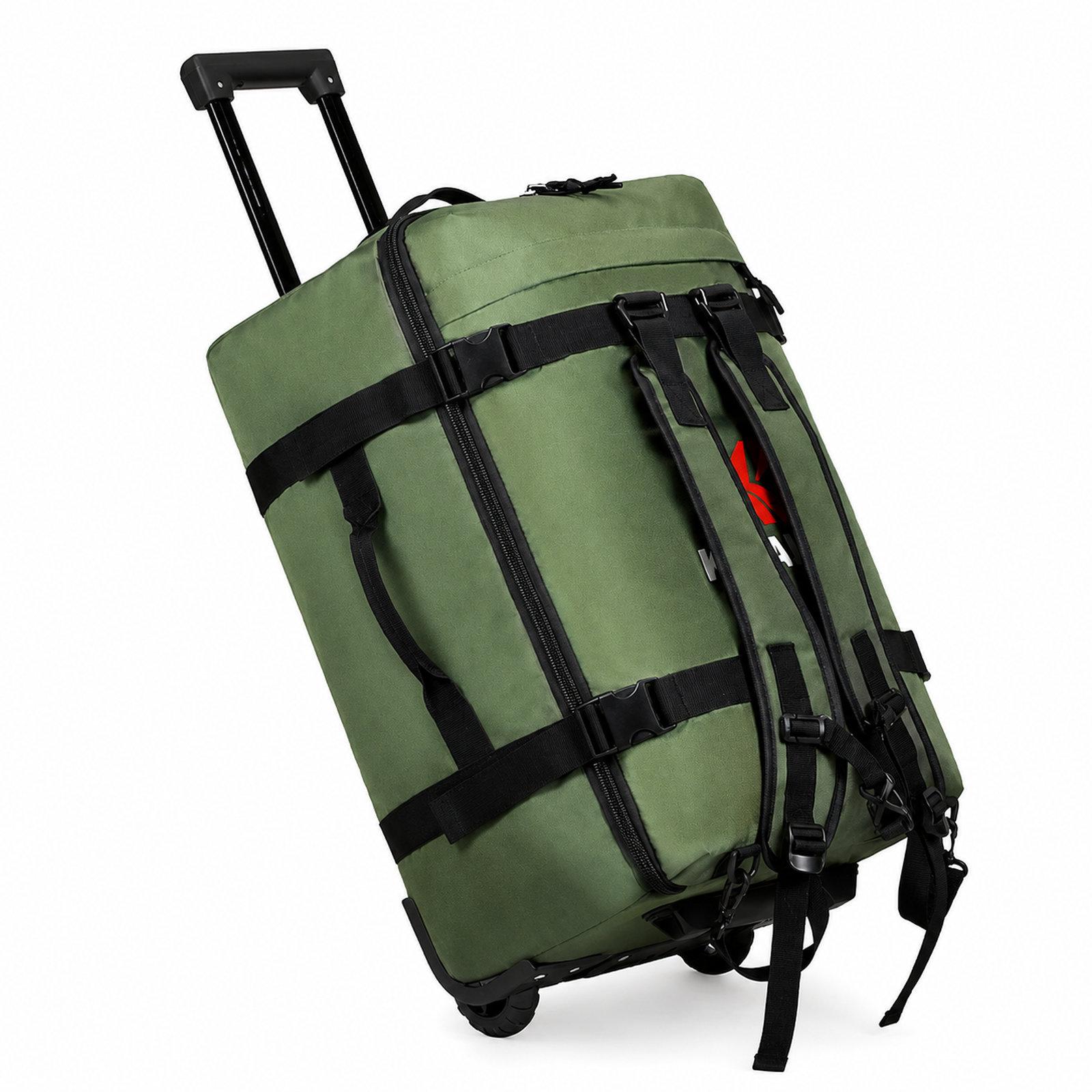 KUBAITE Folding Rolling Duffel Bag Large Wheeled Travel Luggage Bag(Army Green) - Shopkiz.com