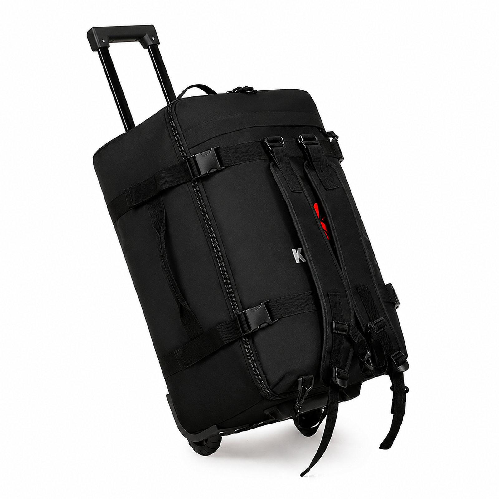 KUBAITE Folding Rolling Duffel Bag Large Wheeled Travel Luggage Bag(Black) - Shopkiz.com