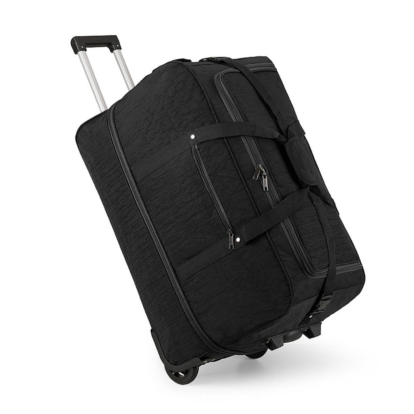 Expandable Rolling Duffle Bag With Wheels Folding Travel Duffel Luggage, Size: 26 inch(Black) - Shopkiz.com