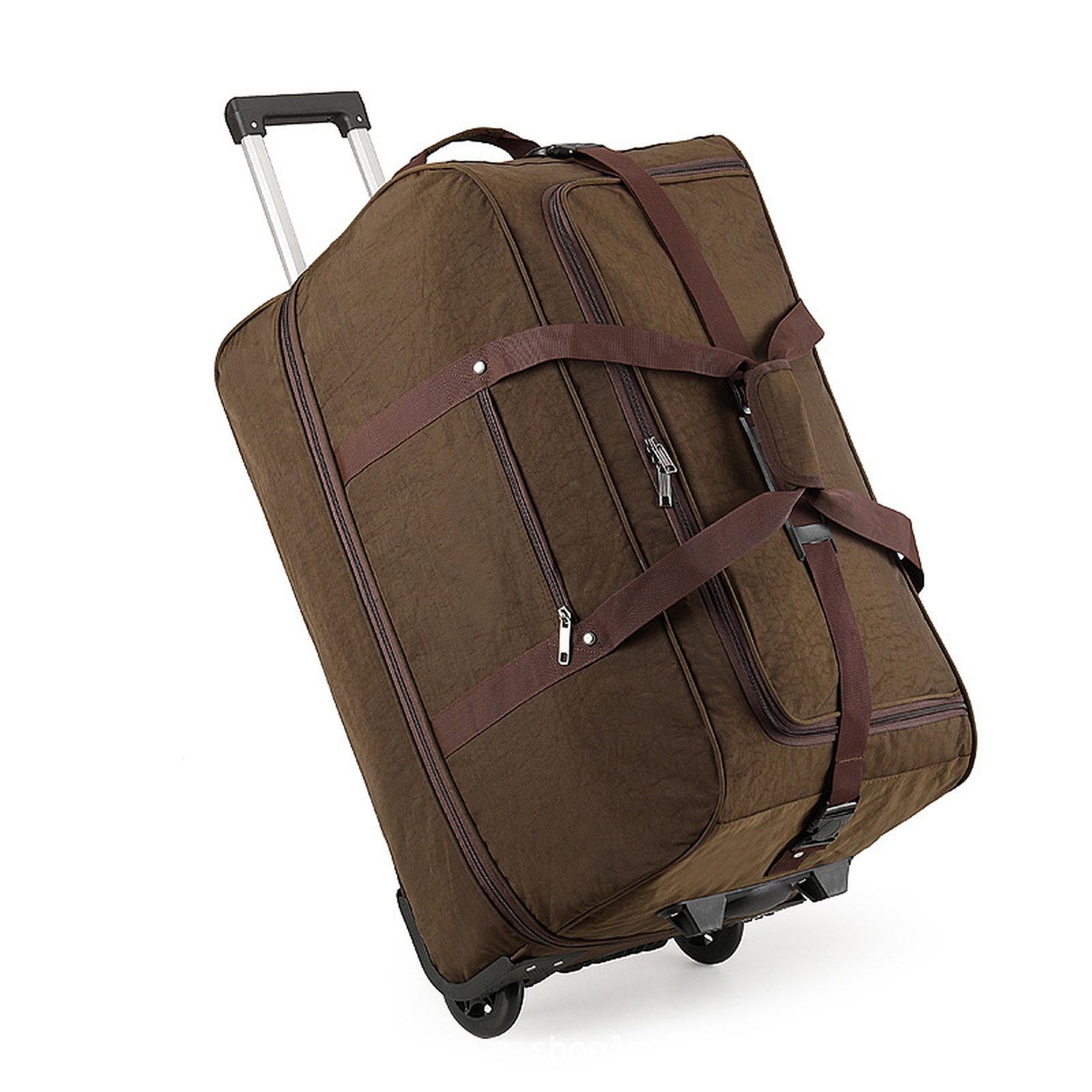 Expandable Rolling Duffle Bag With Wheels Folding Travel Duffel Luggage, Size: 30 inch(Dark Brown) - Shopkiz.com