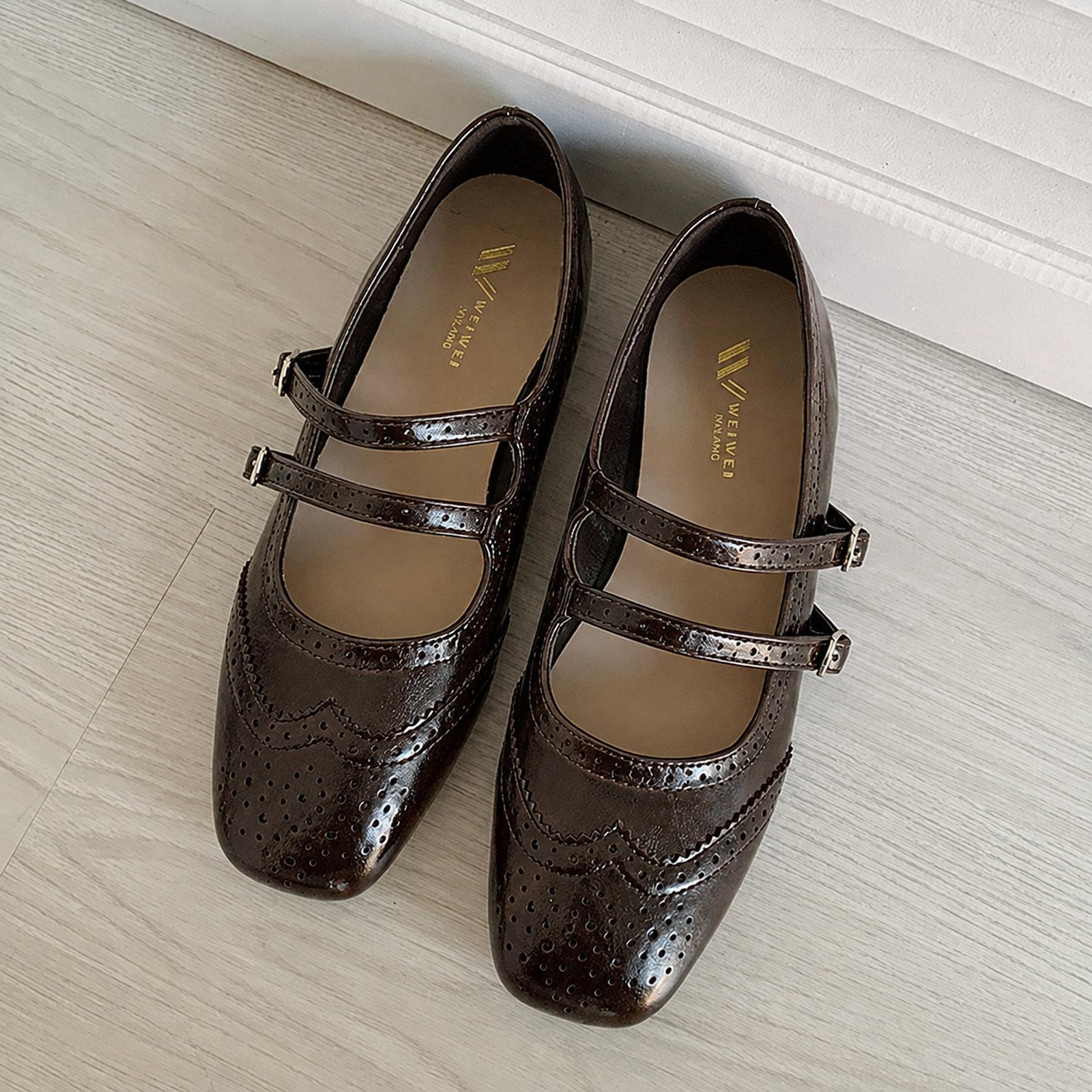 Woman Vintage Flat Shoes Low Cut Soft Sole Ballet Style Casual Shoes, Size: 40(Brown) - Shopkiz.com