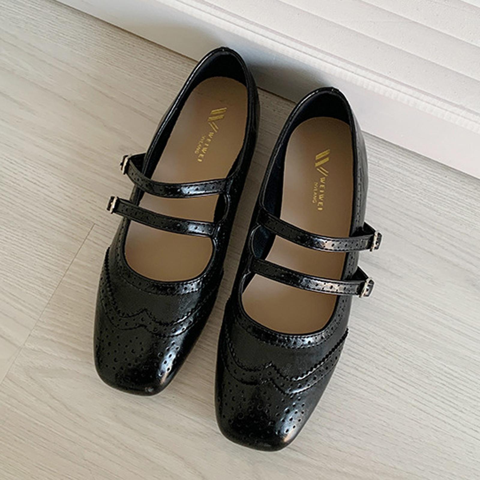 Woman Vintage Flat Shoes Low Cut Soft Sole Ballet Style Casual Shoes, Size: 43(Black) - Shopkiz.com