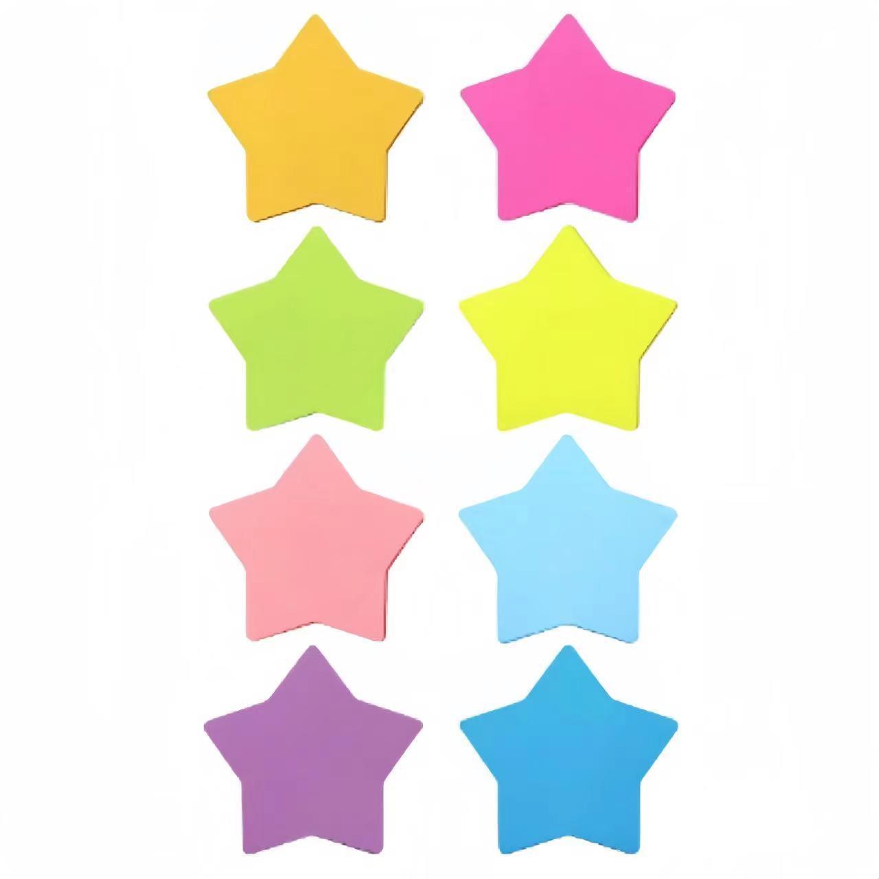 8 PCS/Pack Star Shaped Sticky Notes Bulk Colorful Cute Self-Stick Memo Pads Bright Adhesive Notes - Shopkiz.com