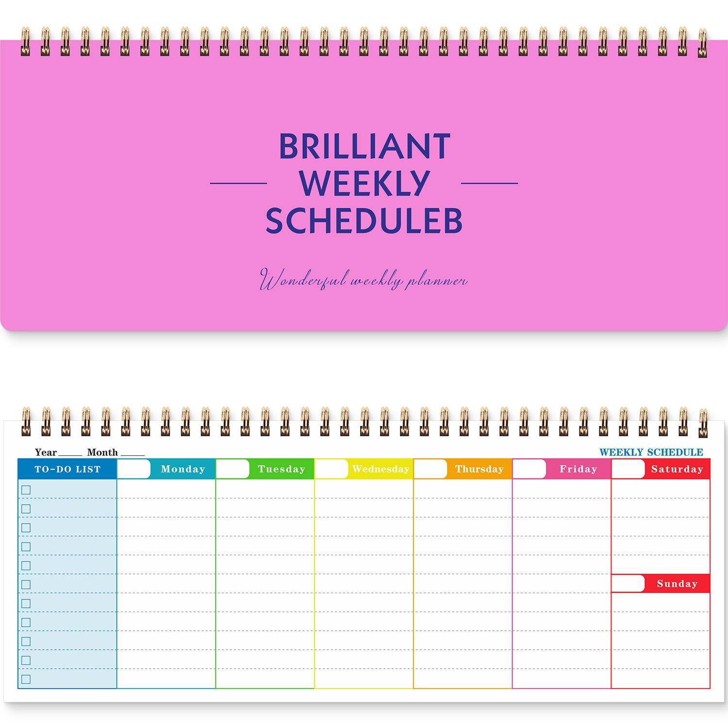Undated Weekly Planner Pad Desktop Weekly Schedule Notebook with To-Do List 12 x 4.8 inch 60 Sheets(Rose Red) - Shopkiz.com