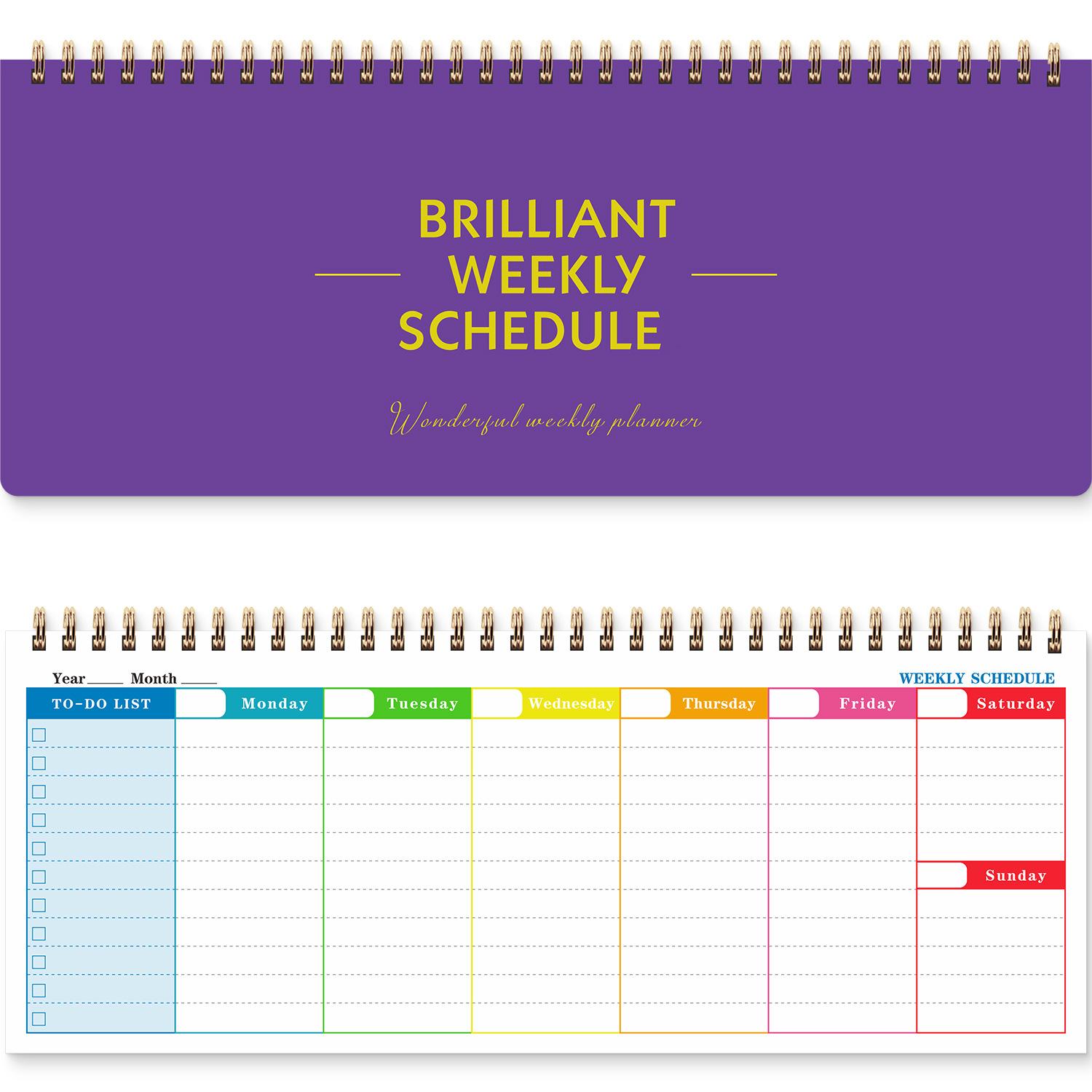 Undated Weekly Planner Pad Desktop Weekly Schedule Notebook with To-Do List 12 x 4.8 inch 60 Sheets(Purple) - Shopkiz.com