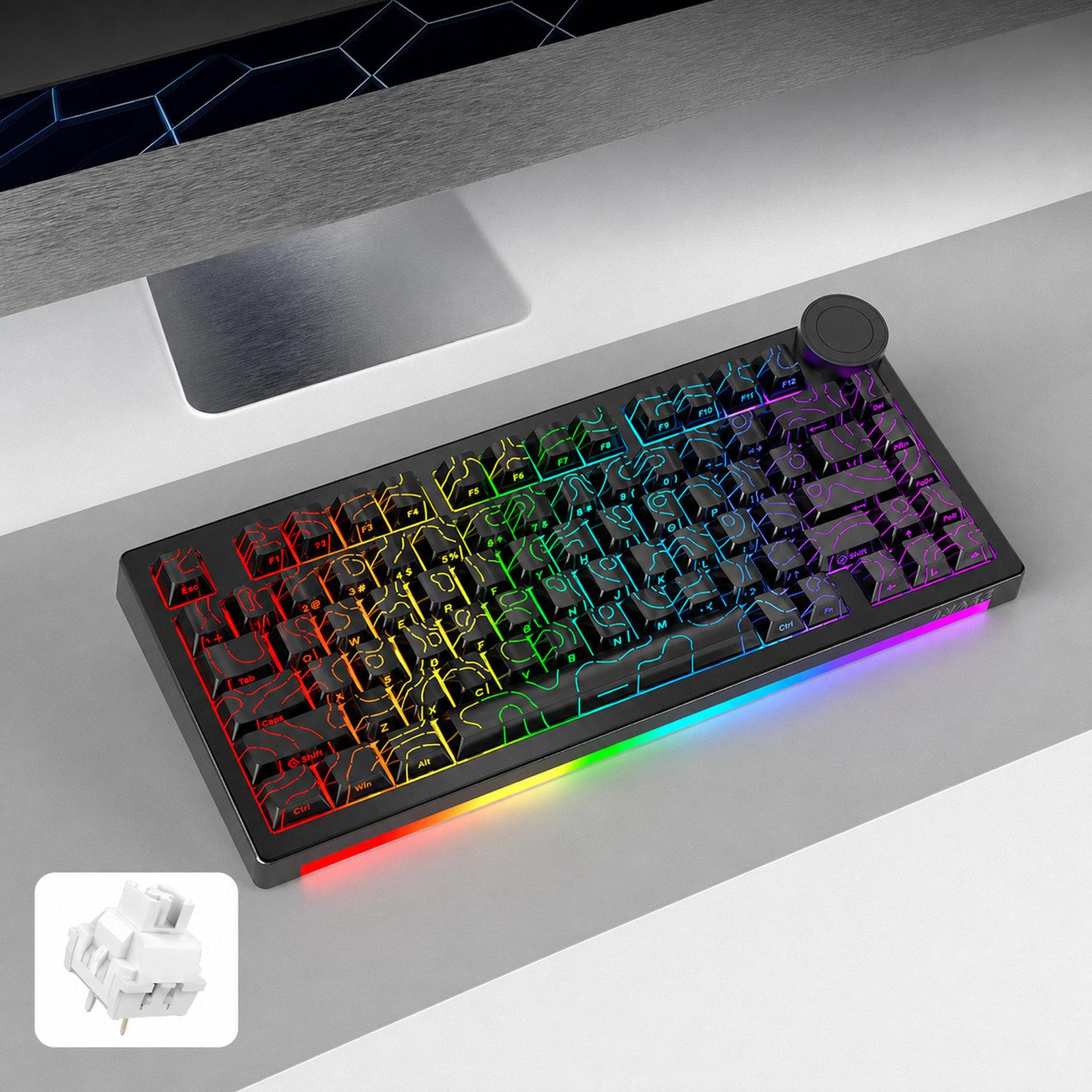 Ajazz AK820 V2 Wireless Mechanical Gaming Keyboard, Style: Coconut Shred Switch Contour Black - Shopkiz.com