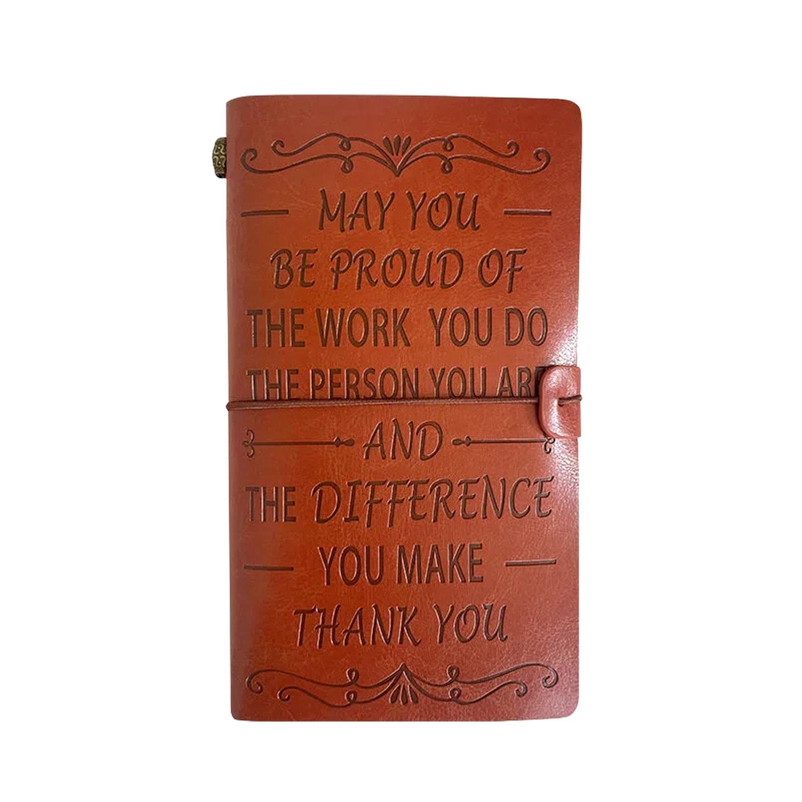 A6 Leather Refillable Journal Vintage Travelers Notebook with Engraved Quote, Style: Brown - "May You" Quote - Shopkiz.com