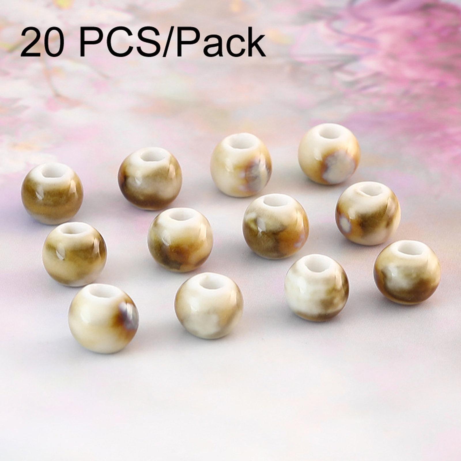 20 PCS/Pack DIY Round Kiln-fired Ceramic Beads for Bracelets, Size: 6mm Hole 2.6mm - Shopkiz.com
