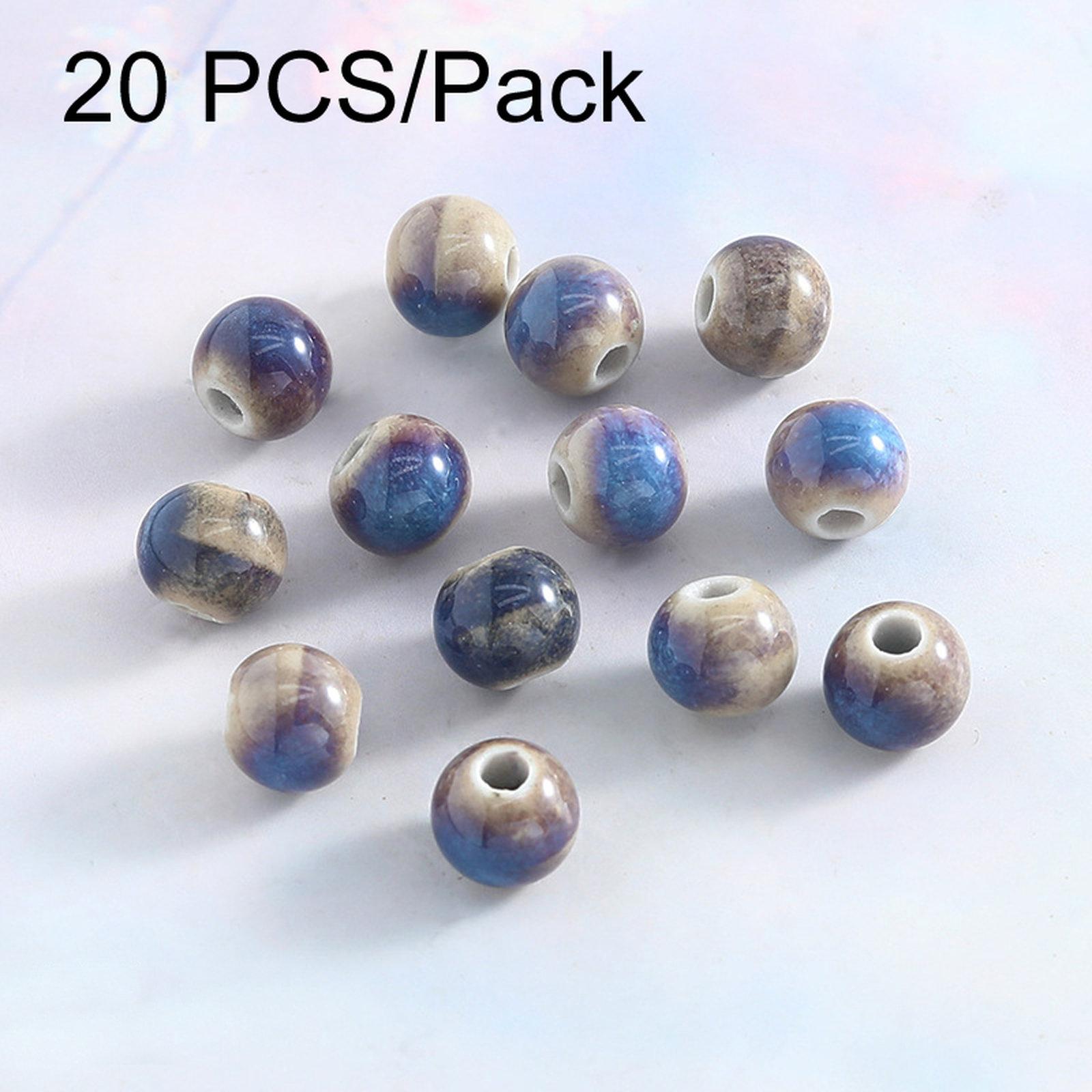 20 PCS/Pack Kiln-fired Ceramic Beads for DIY Bracelet Accessories, Style: 8mm Round Beads - Shopkiz.com