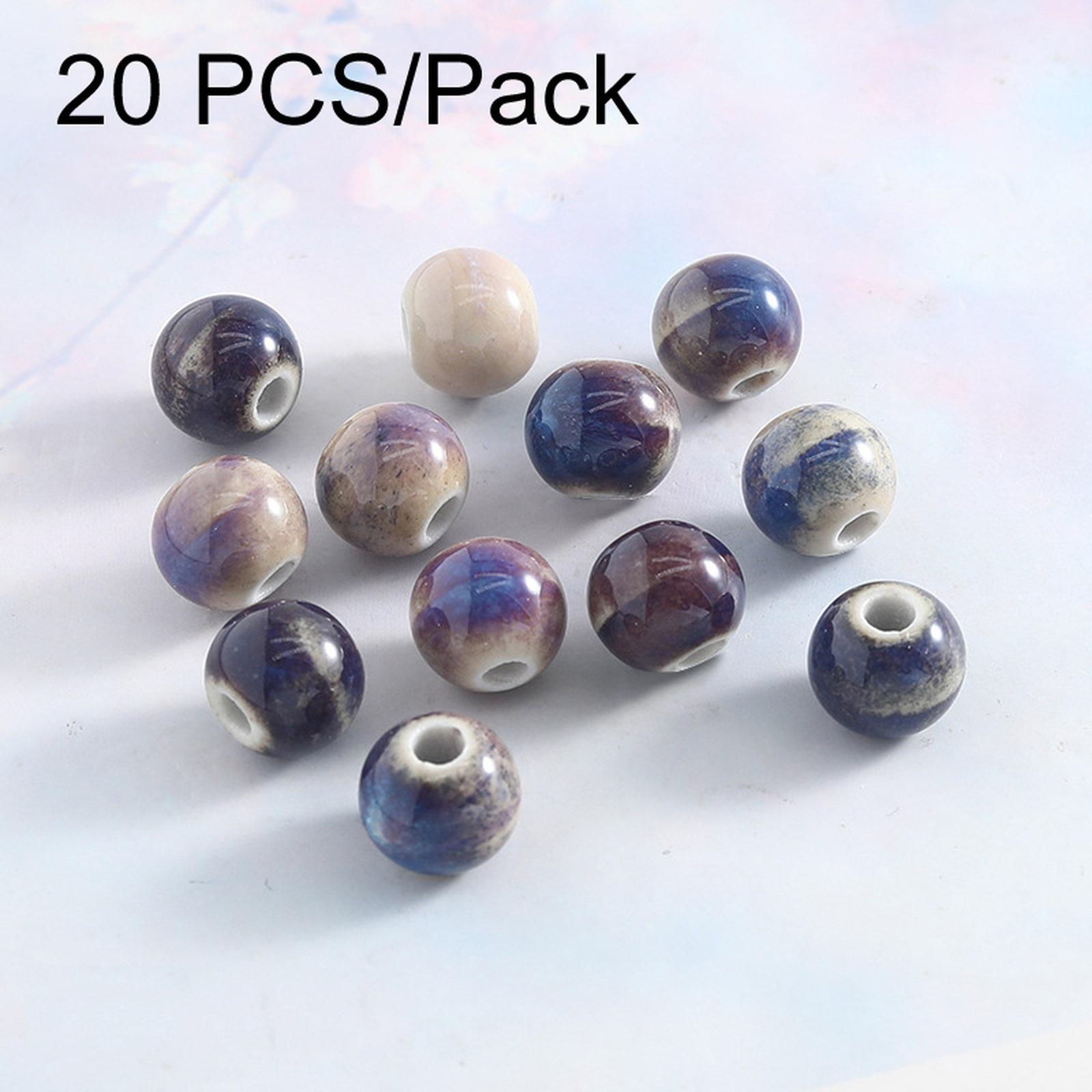20 PCS/Pack Kiln-fired Ceramic Beads for DIY Bracelet Accessories, Style: 10mm Round Beads - Shopkiz.com