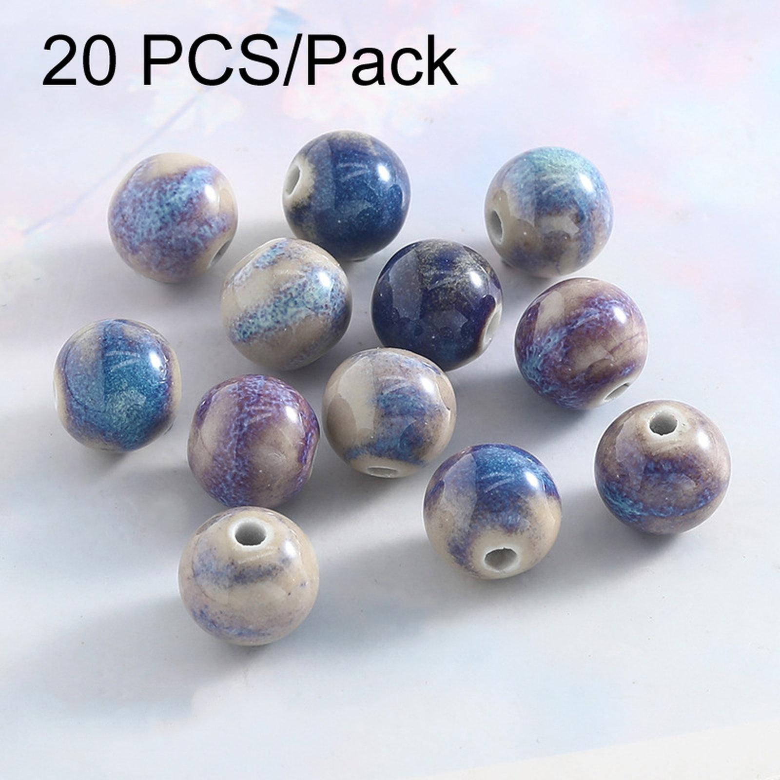 20 PCS/Pack Kiln-fired Ceramic Beads for DIY Bracelet Accessories, Style: 12mm Round Beads - Shopkiz.com
