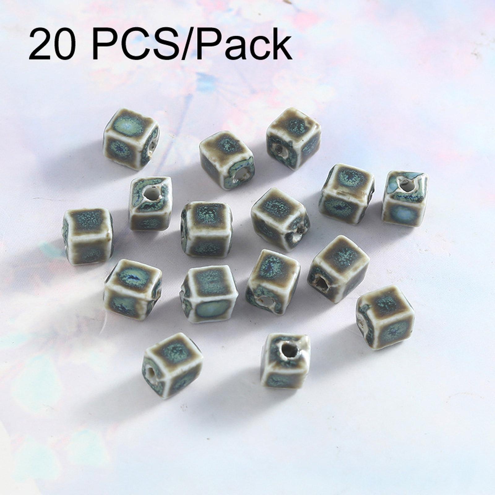 20 PCS/Pack High-Temperature Ceramic Beads DIY Necklace Bracelet Material, Style: 8mm Square - Shopkiz.com