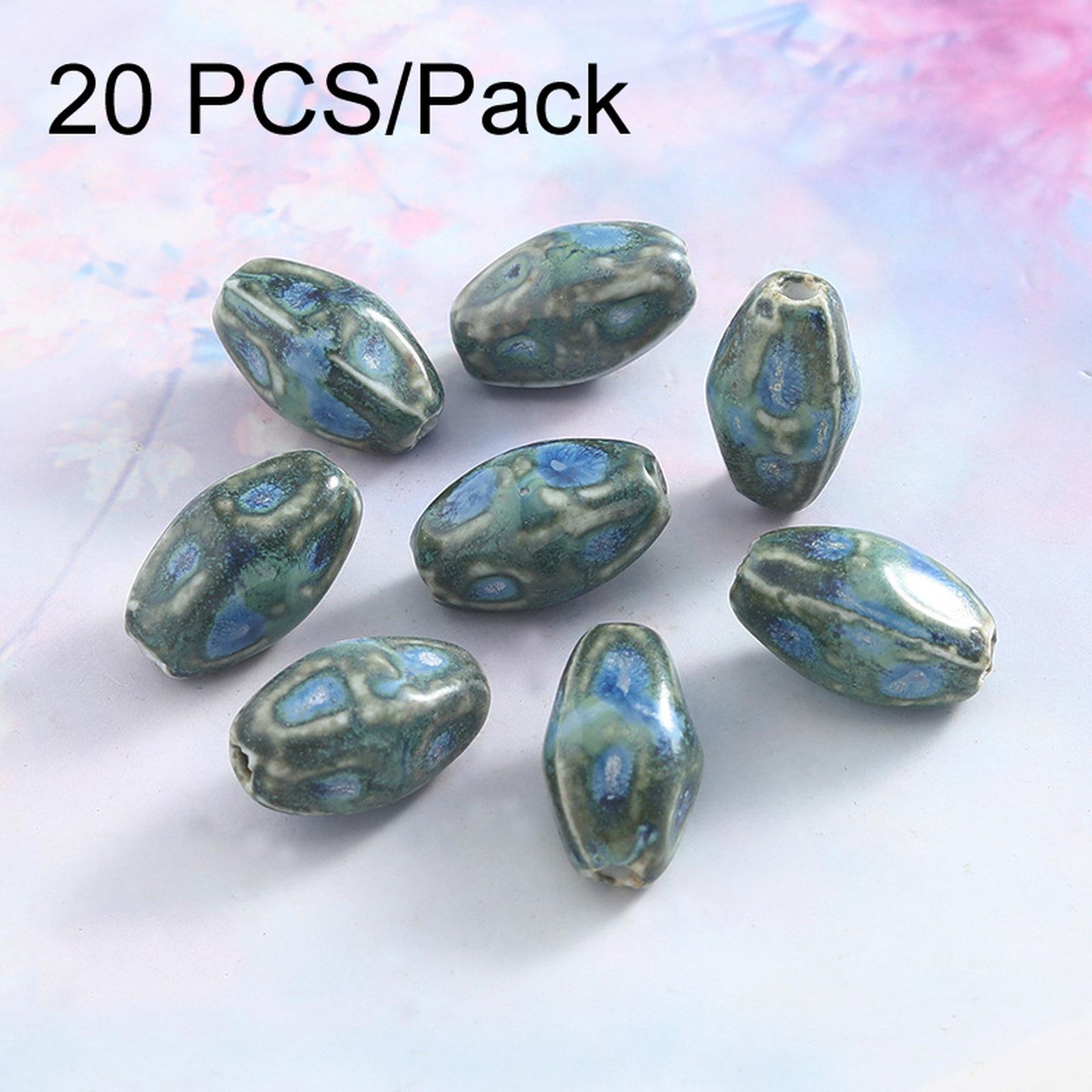 20 PCS/Pack High-Temperature Ceramic Beads DIY Necklace Bracelet Material, Style: Eight-concave Oval (Small Rhombus) - Shopkiz.com